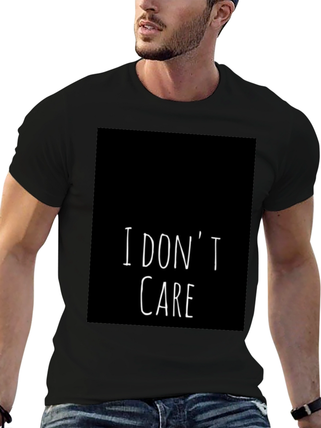 I Dont Care Graphic Tee - Black