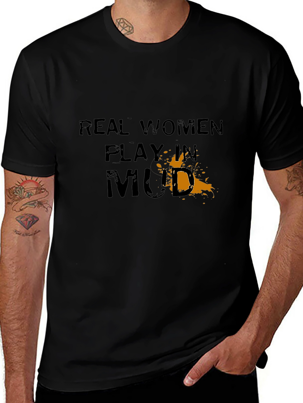 Real Women Play in Mud Graphic Tee - Black