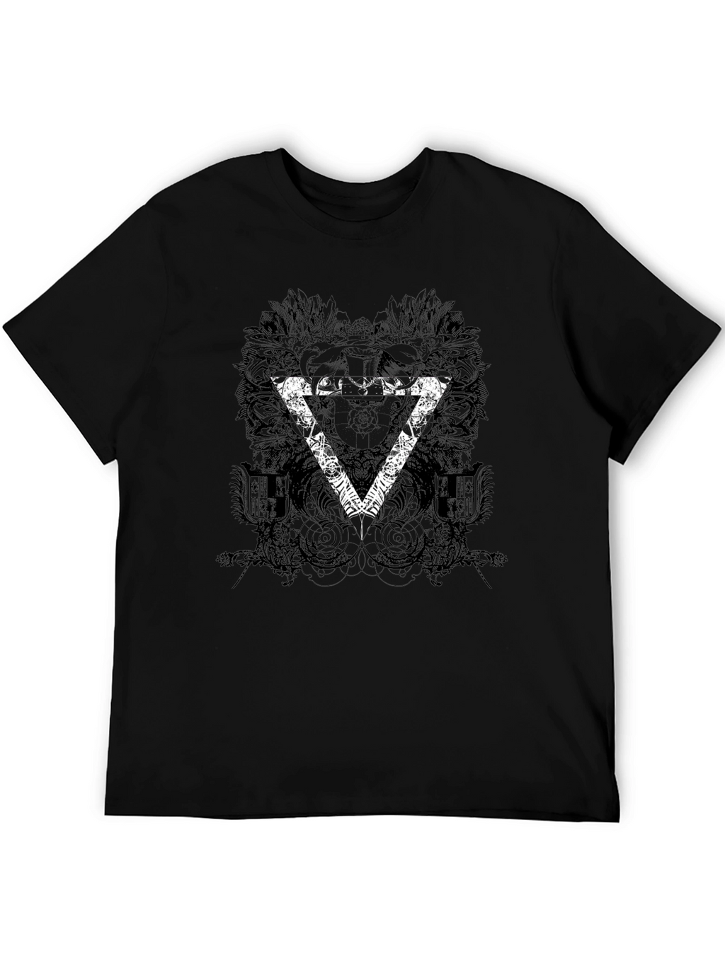 Mens Black Graphic T-Shirt with Triangle Design