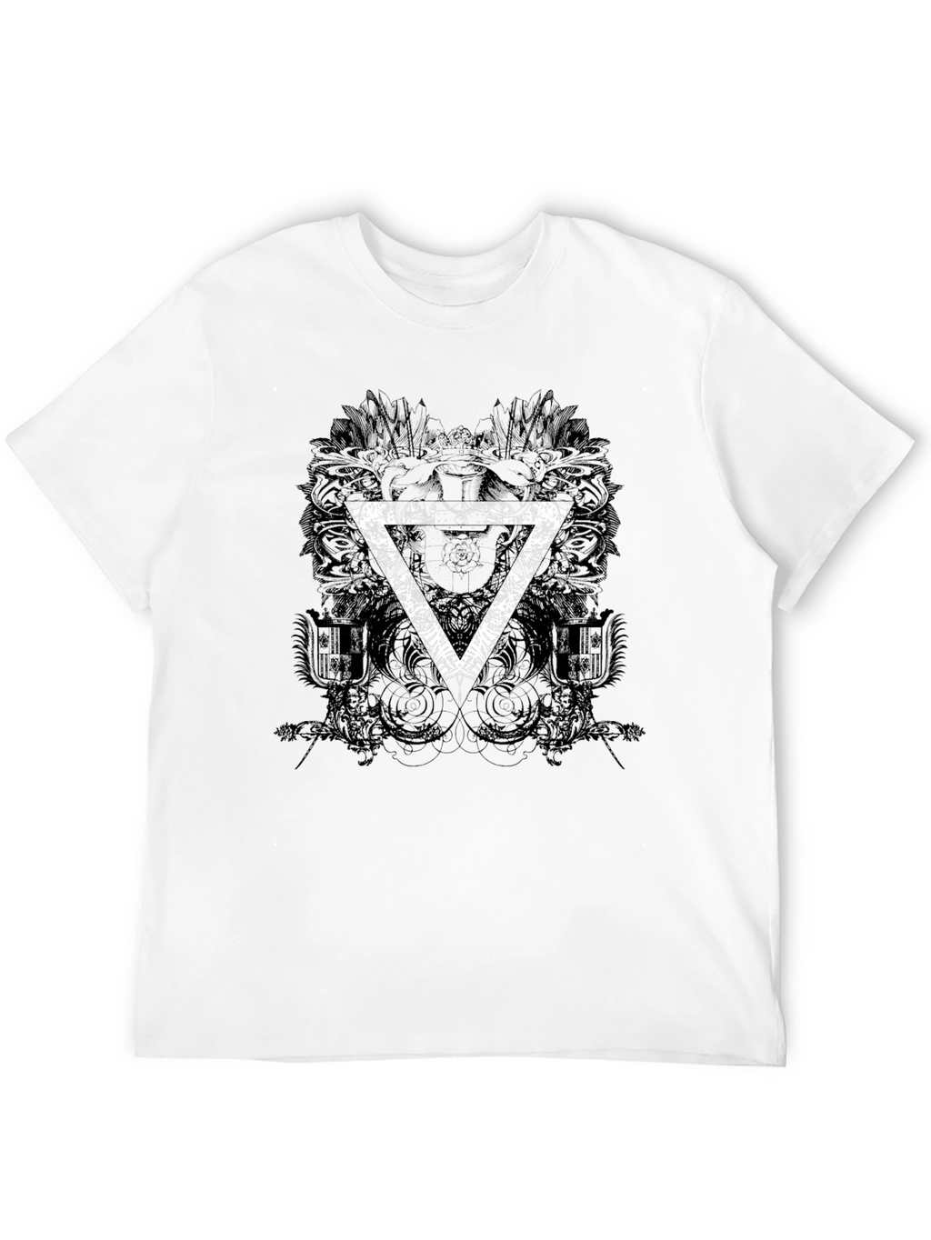 Mens Black Graphic T-Shirt with Triangle Design