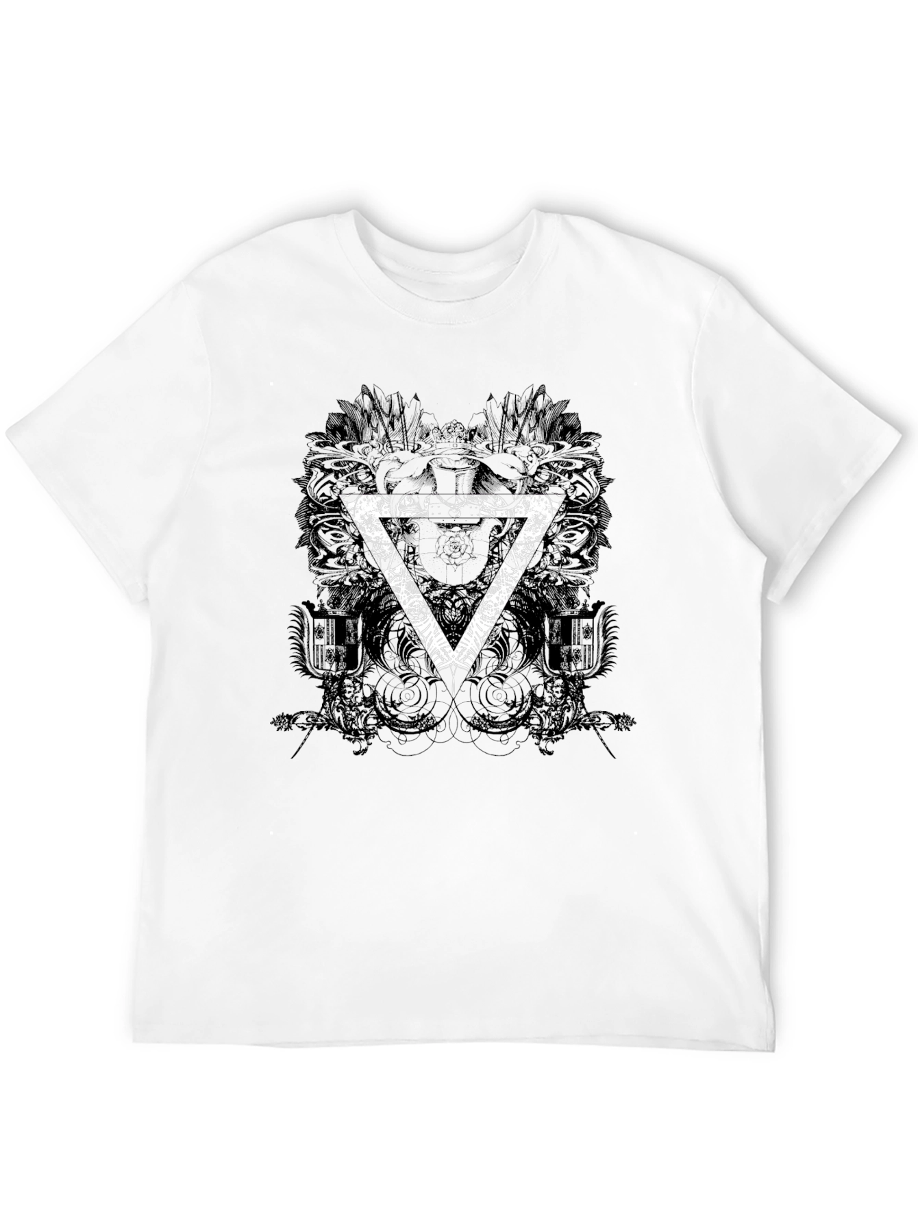 Mens Black Graphic T-Shirt with Triangle Design