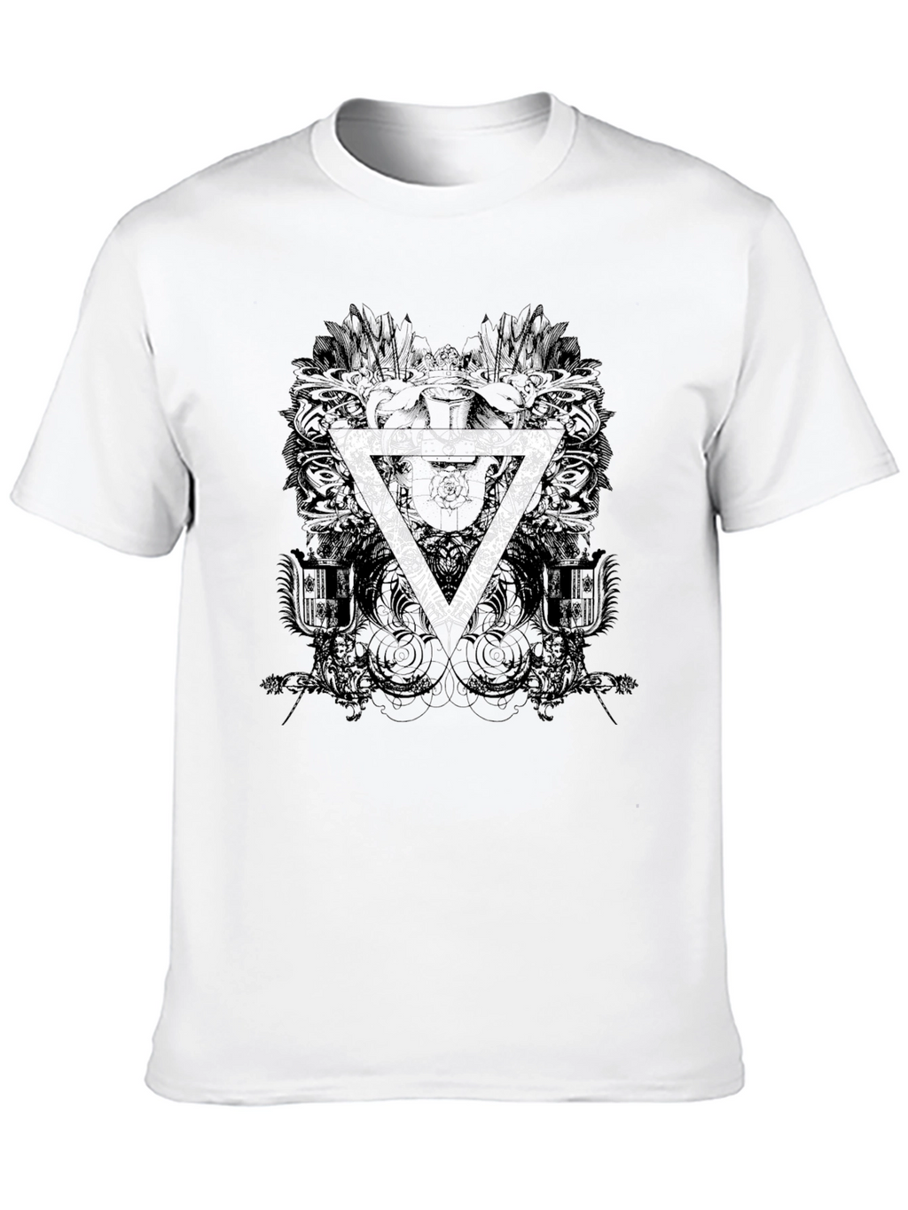 Mens Black Graphic T-Shirt with Triangle Design