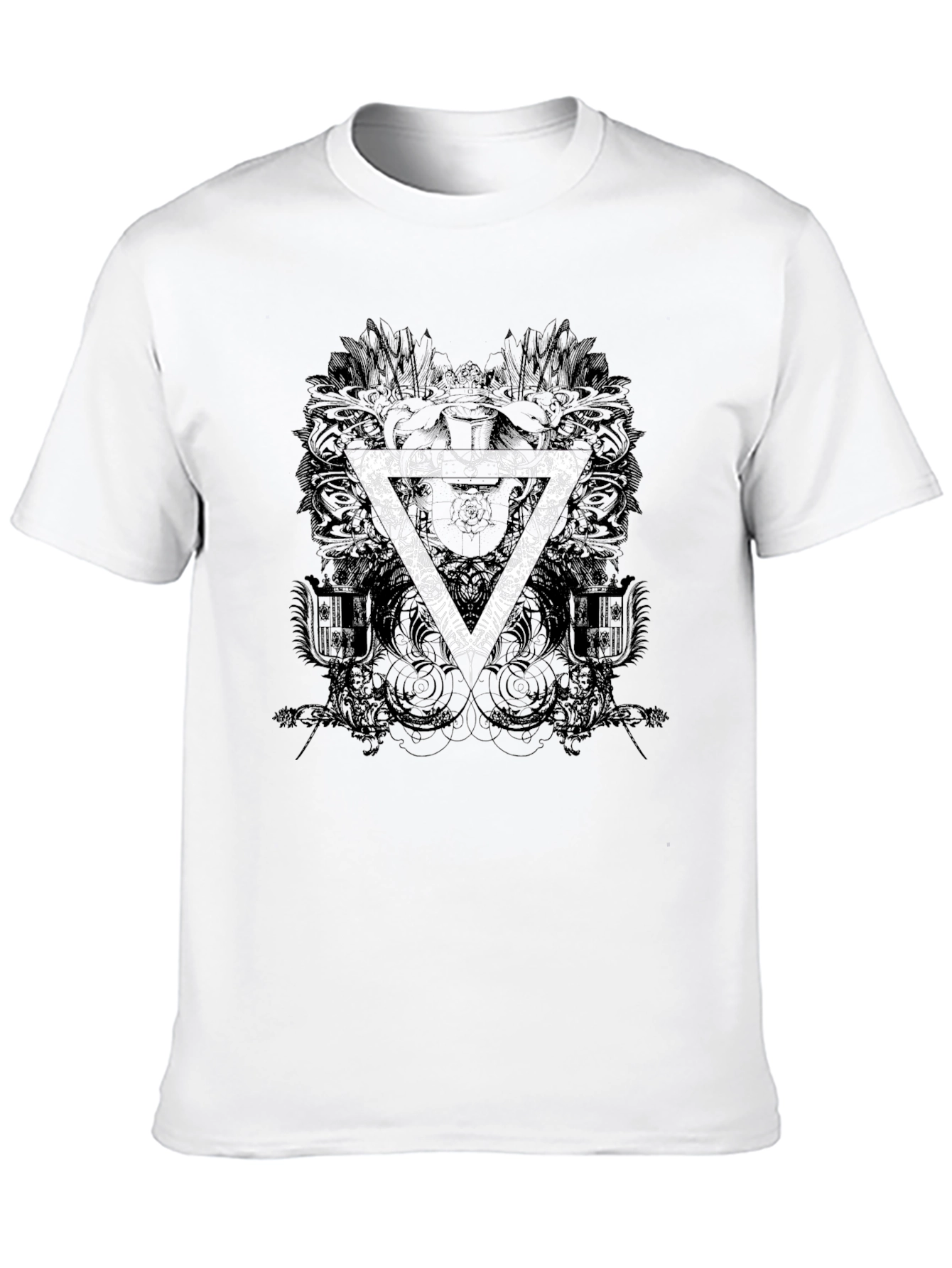 Mens Black Graphic T-Shirt with Triangle Design