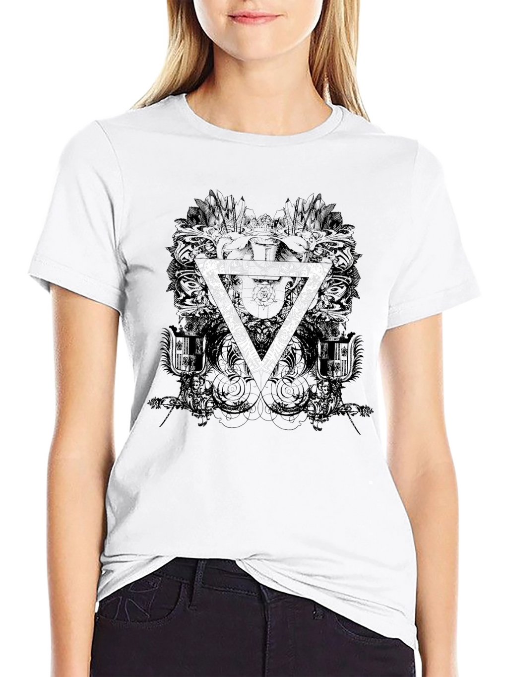 Mens Black Graphic T-Shirt with Triangle Design