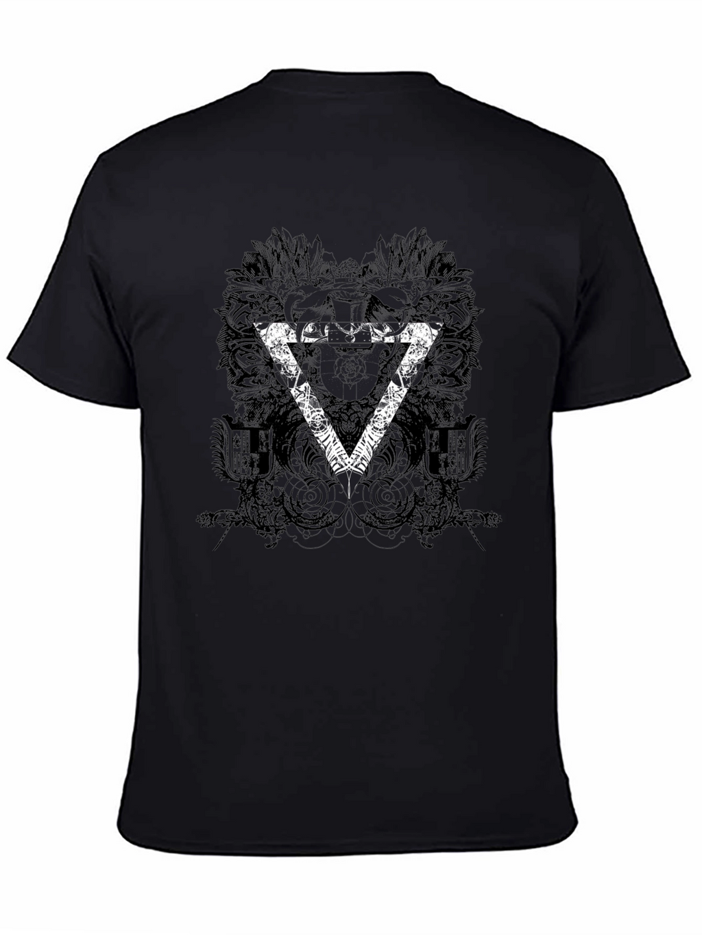 Mens Black Graphic T-Shirt with Triangle Design