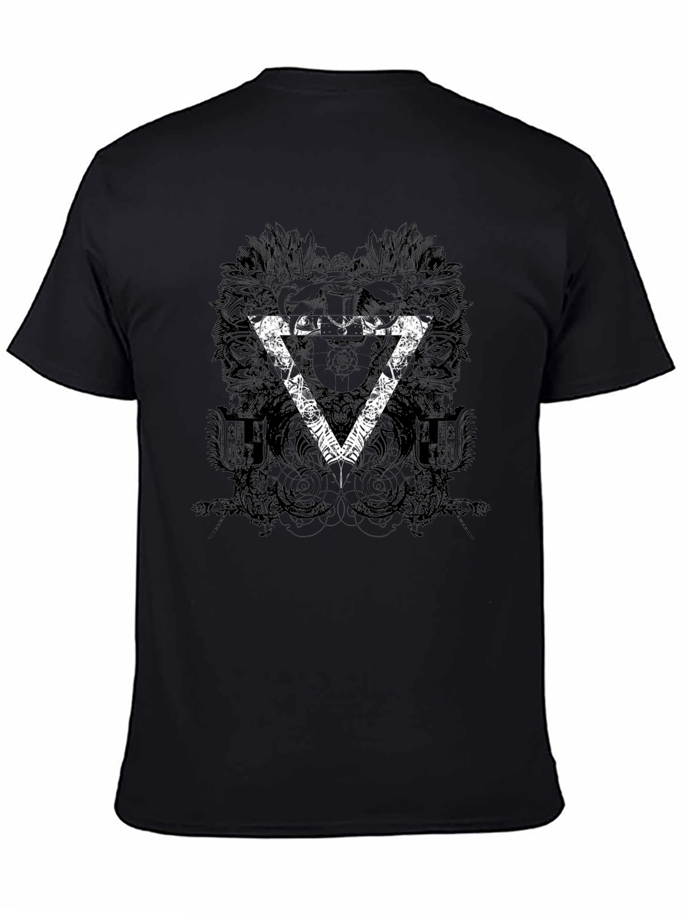 Mens Black Graphic T-Shirt with Triangle Design