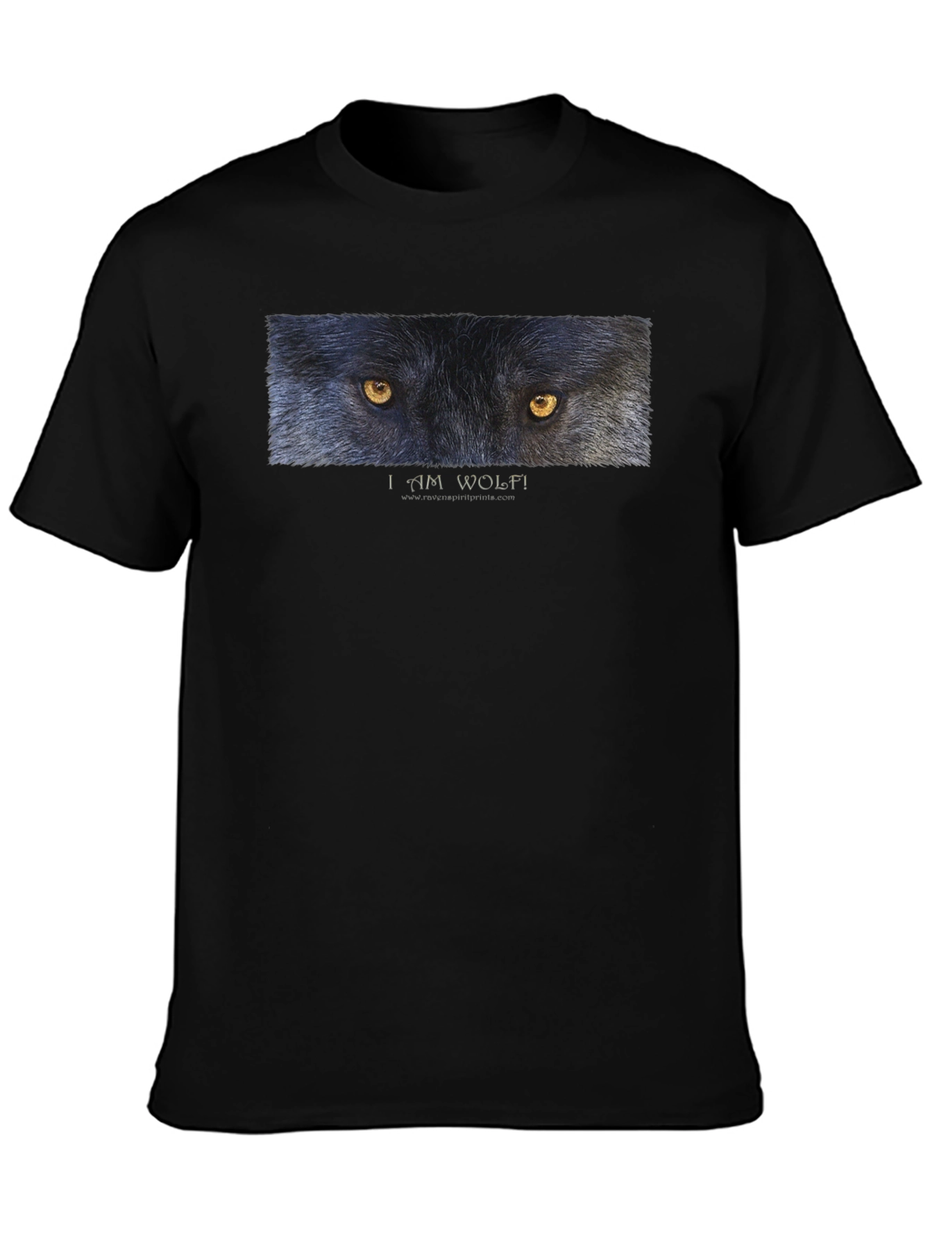 I Am Wolf! Graphic Print Black T-Shirt