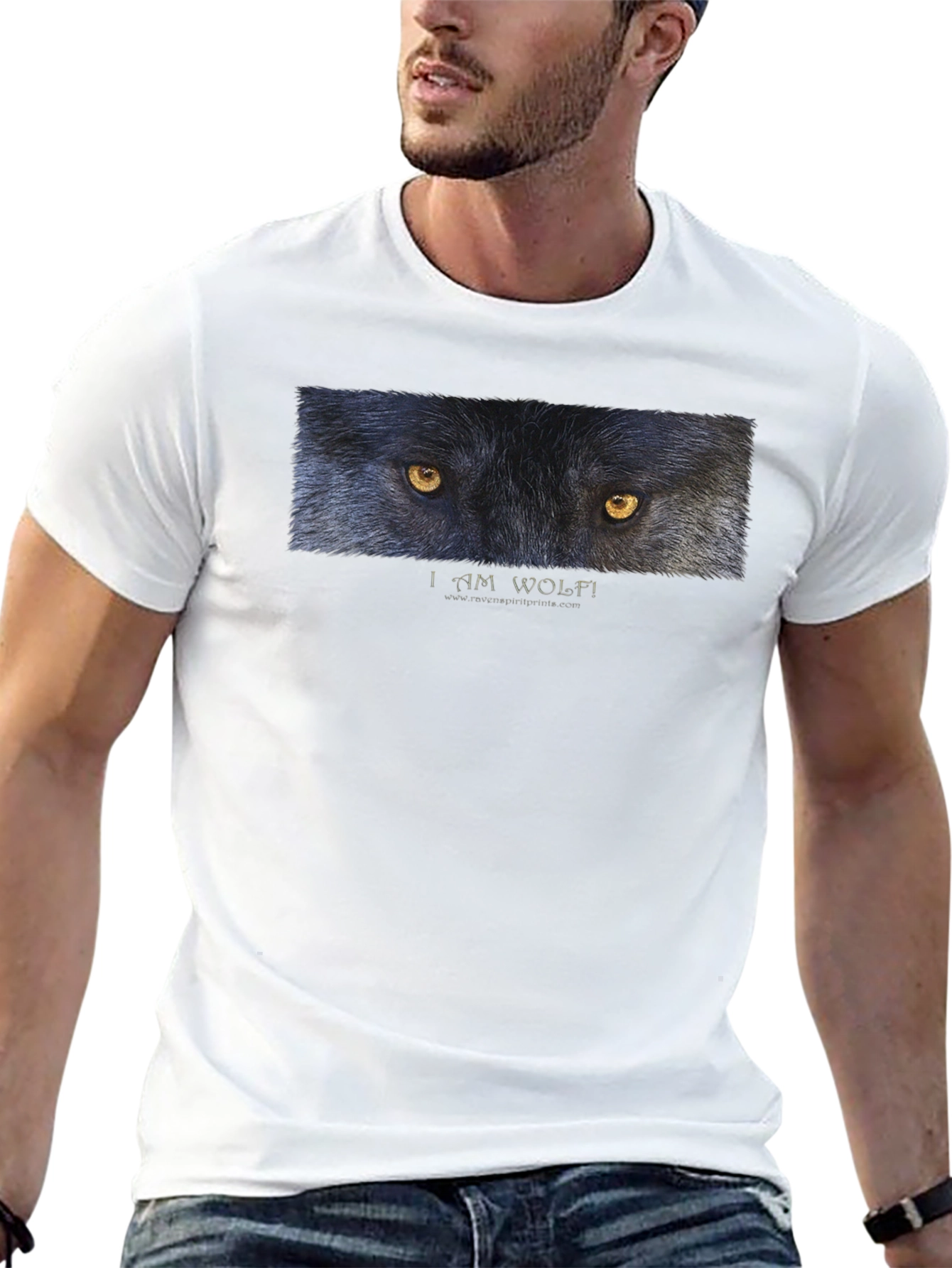 I Am Wolf! Graphic Print Black T-Shirt