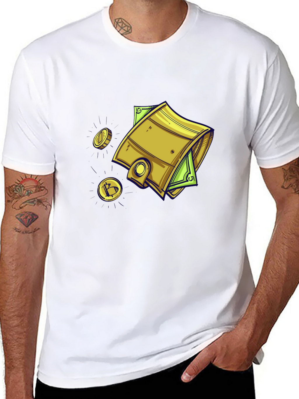 Money Wallet T-Shirt - Black Cotton Graphic Tee