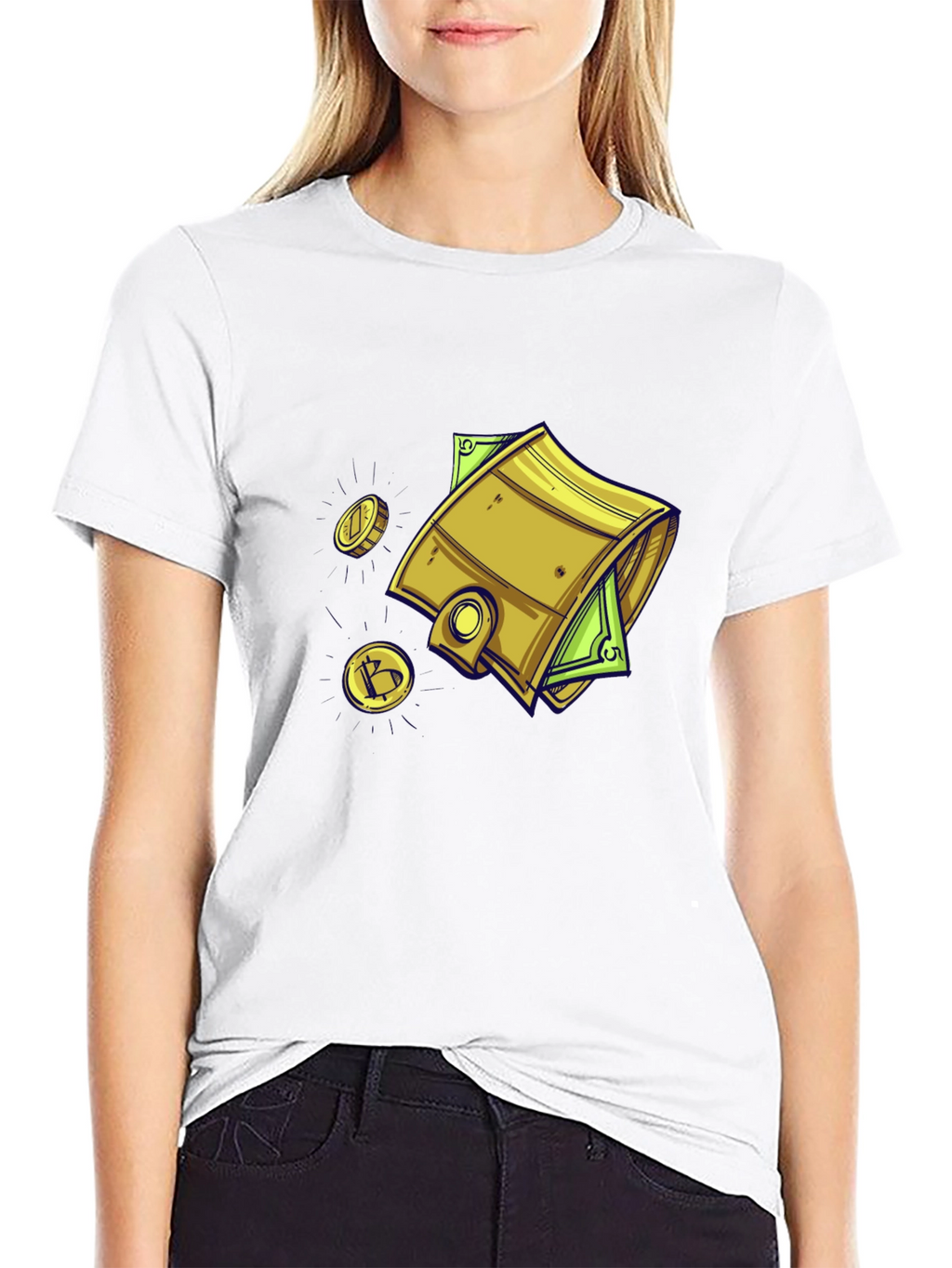 Money Wallet T-Shirt - Black Cotton Graphic Tee