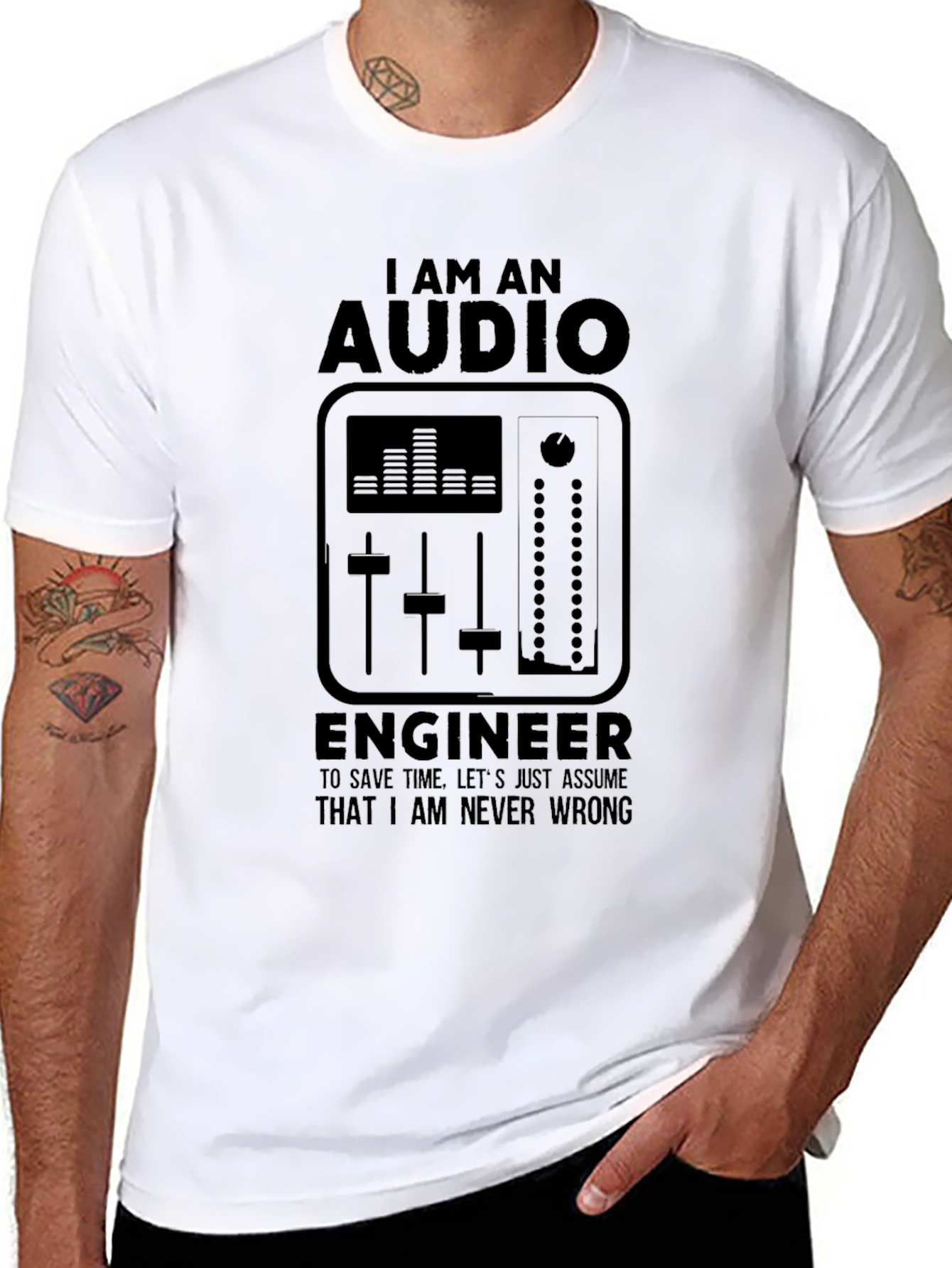 Audio Engineer Black T-Shirt - I Am Never Wrong
