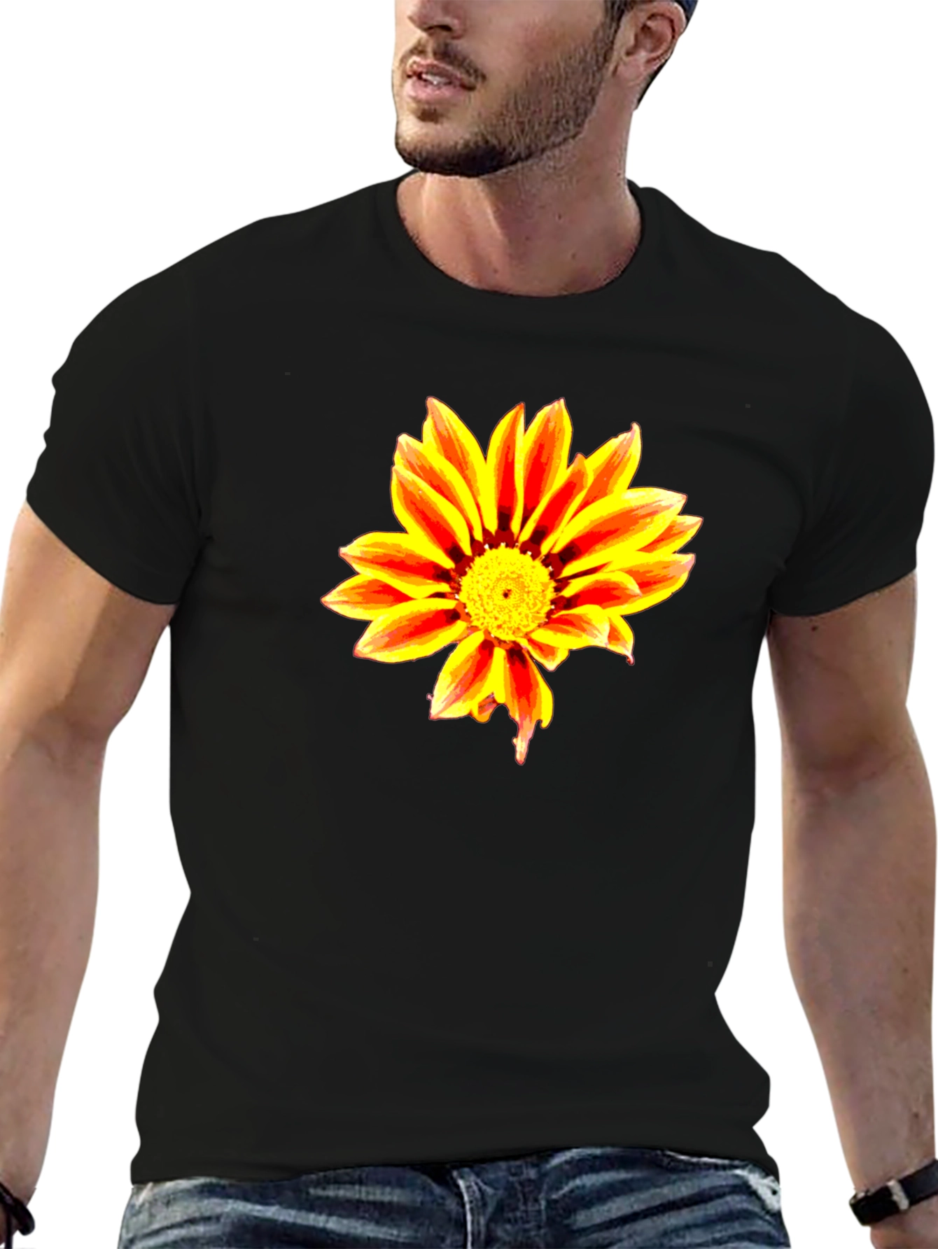 Bold Flower Graphic Black T-Shirt