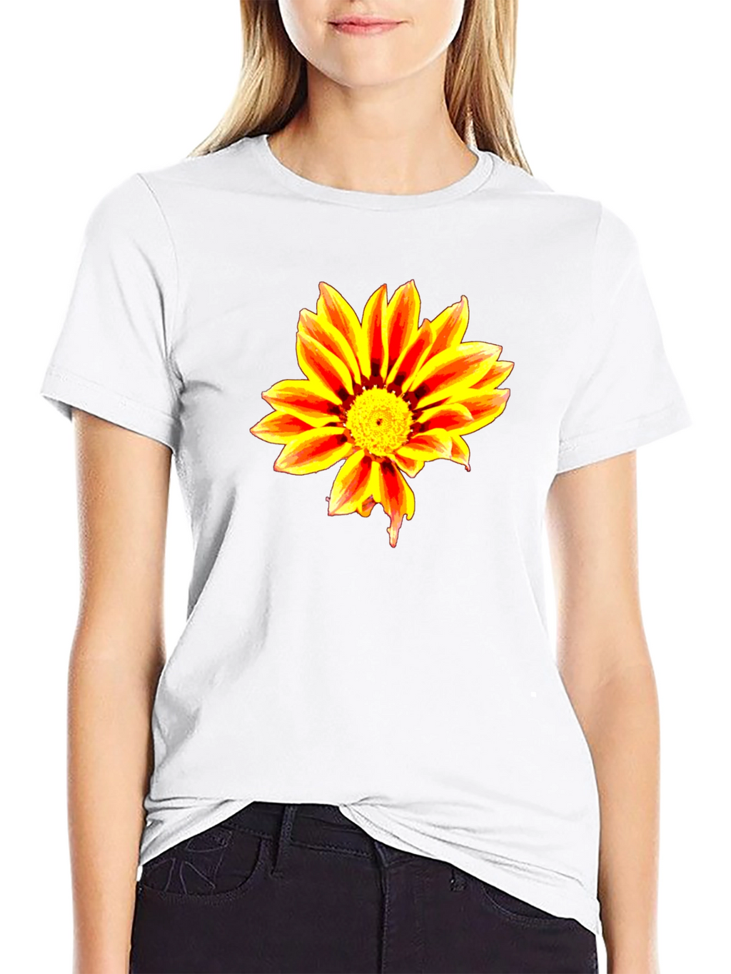 Bold Flower Graphic Black T-Shirt