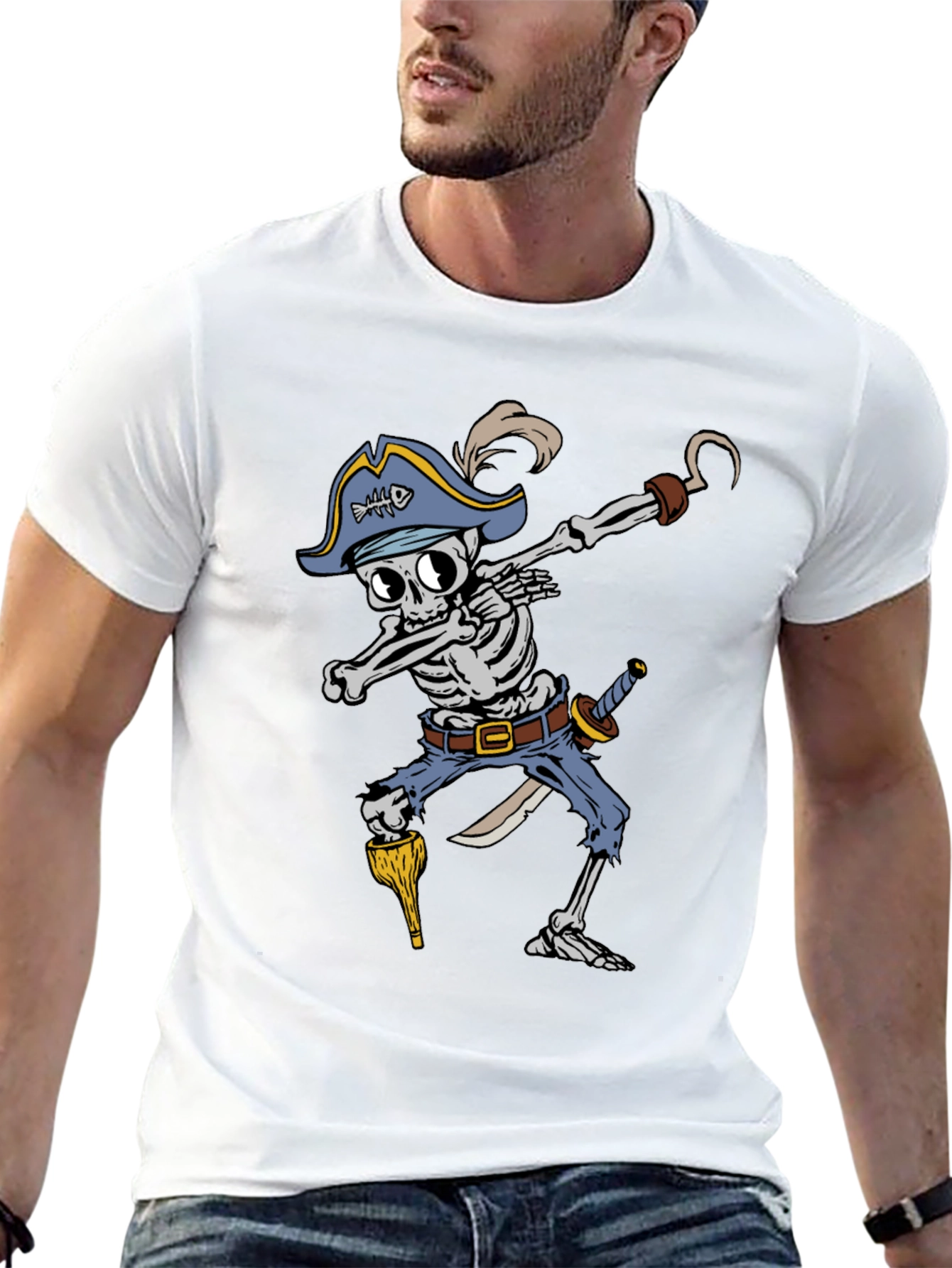 Pirate Skeleton Dabbing Graphic Tee