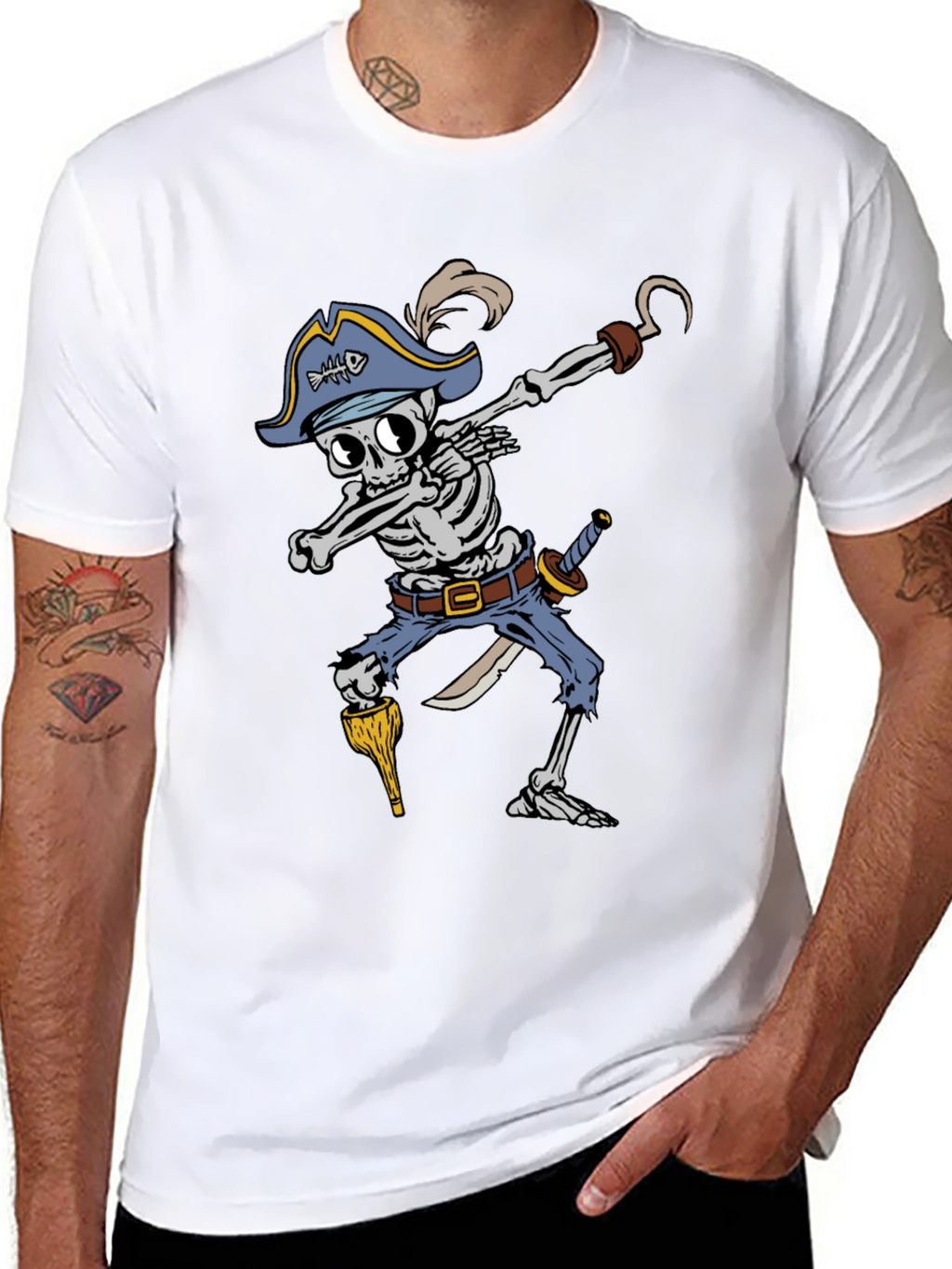 Pirate Skeleton Dabbing Graphic Tee