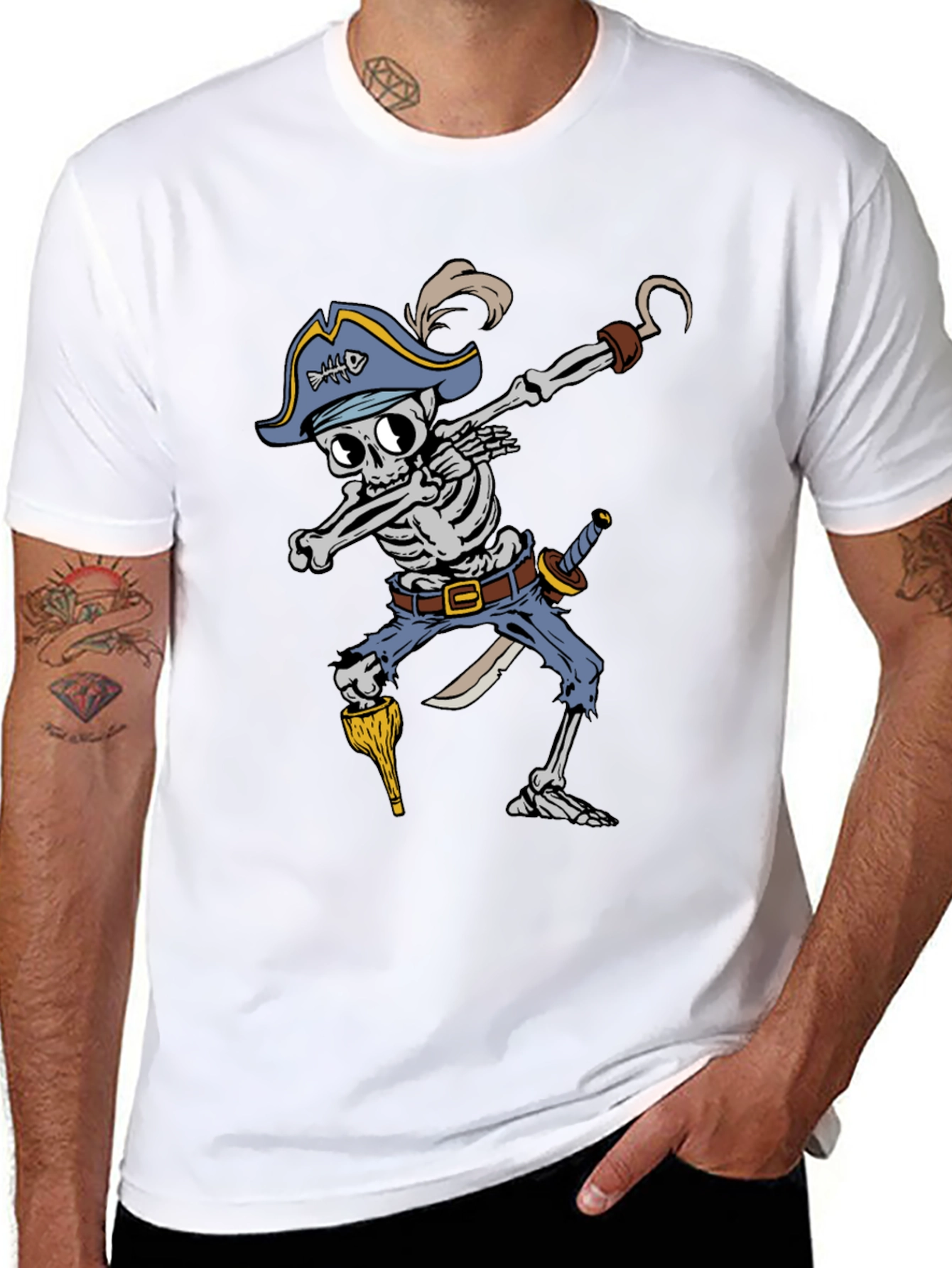 Pirate Skeleton Dabbing Graphic Tee