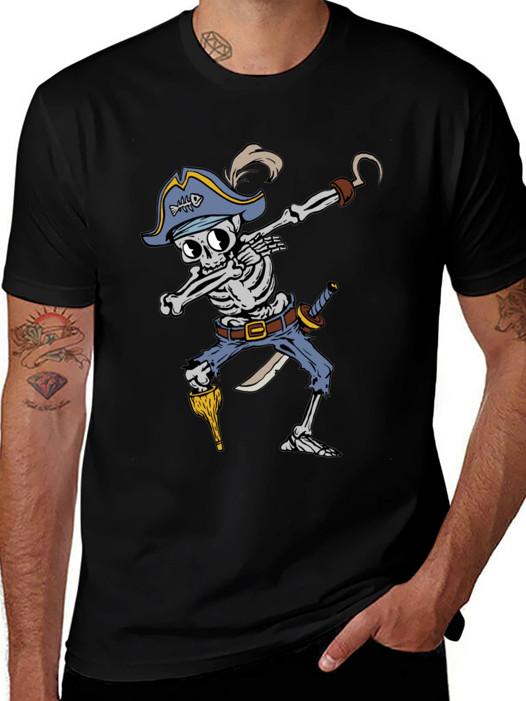 Pirate Skeleton Dabbing Graphic Tee
