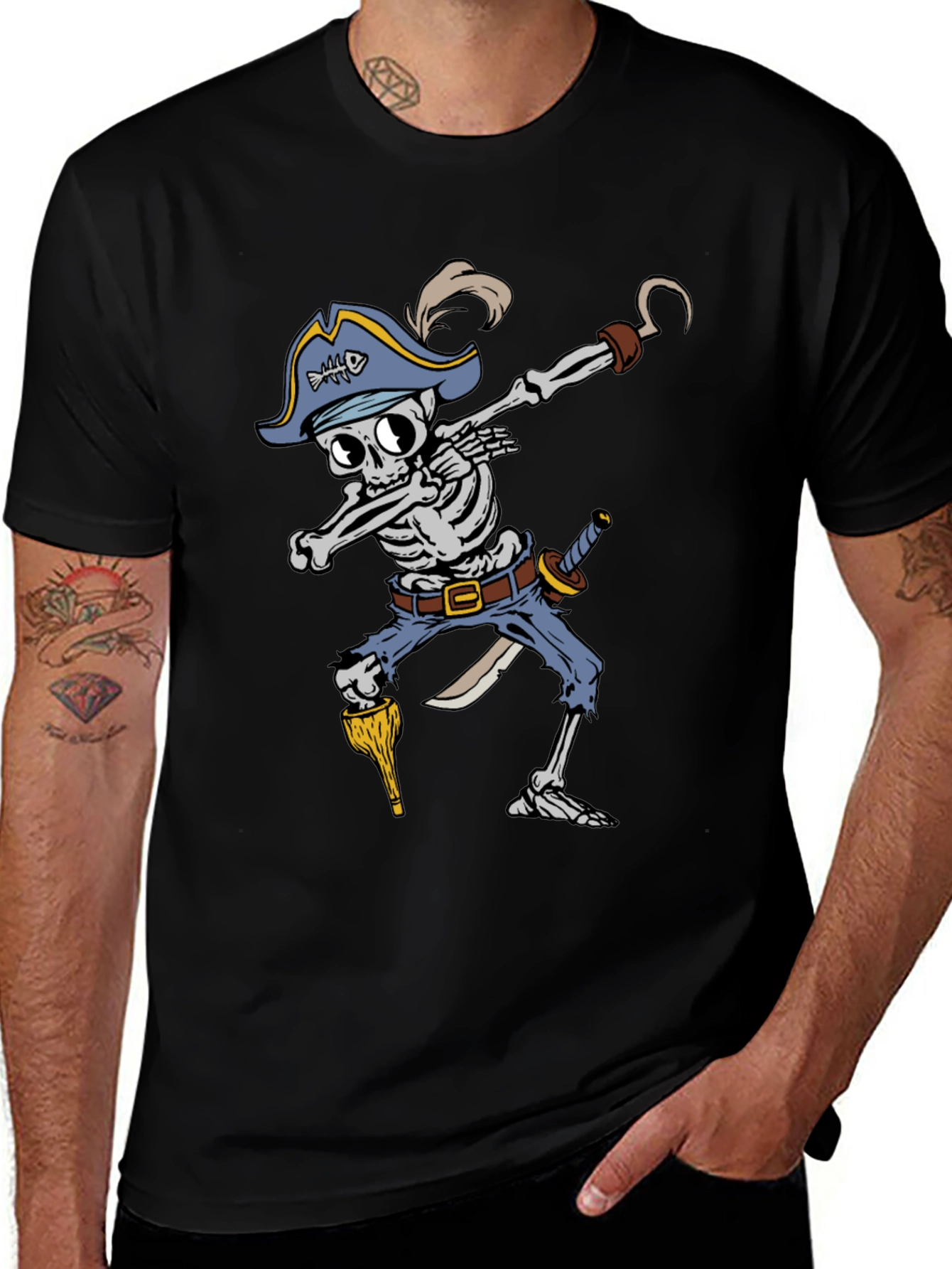Pirate Skeleton Dabbing Graphic Tee