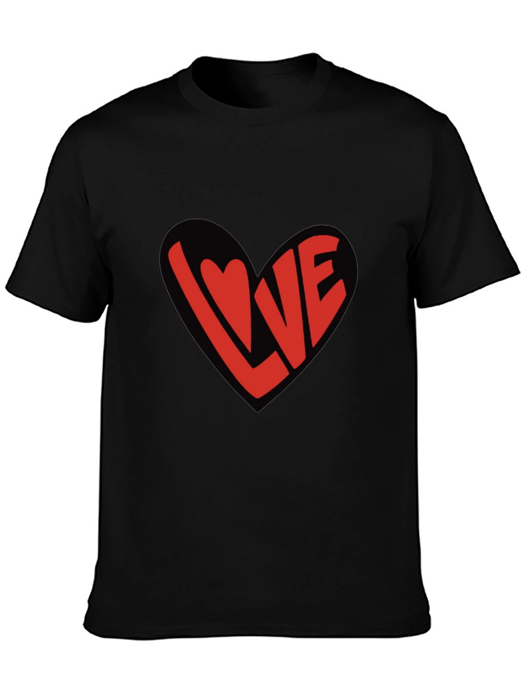 Love Heart Graphic Black T-Shirt