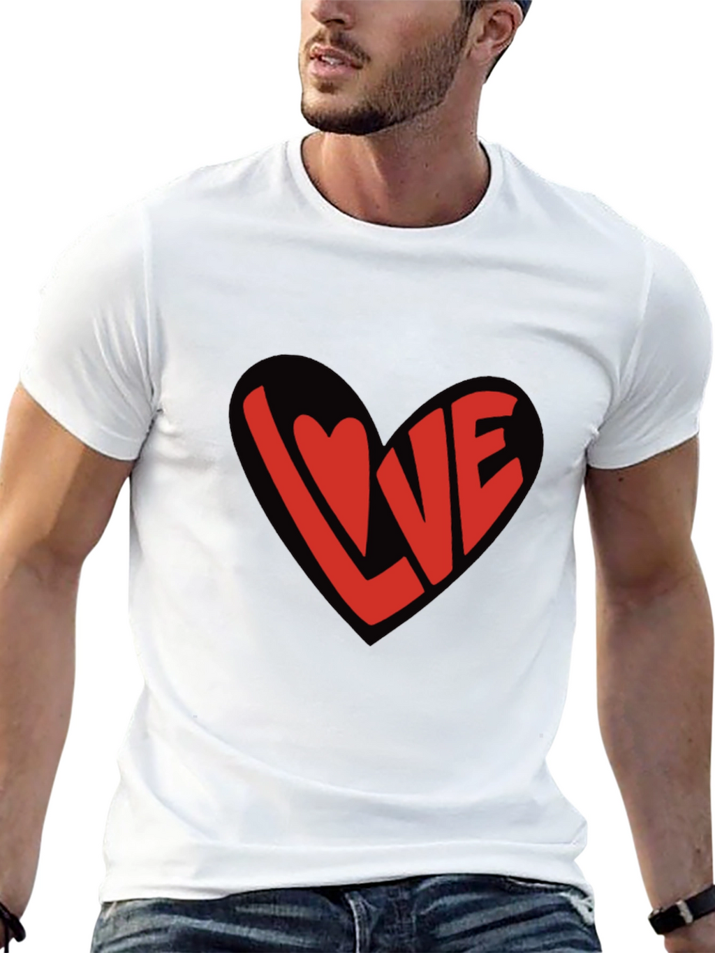 Love Heart Graphic Black T-Shirt