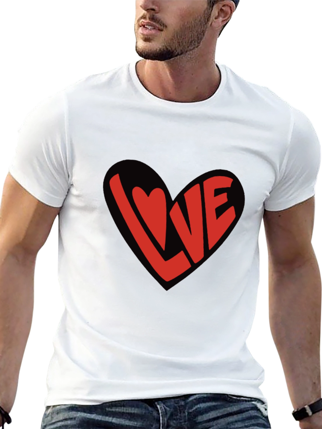 Love Heart Graphic Black T-Shirt