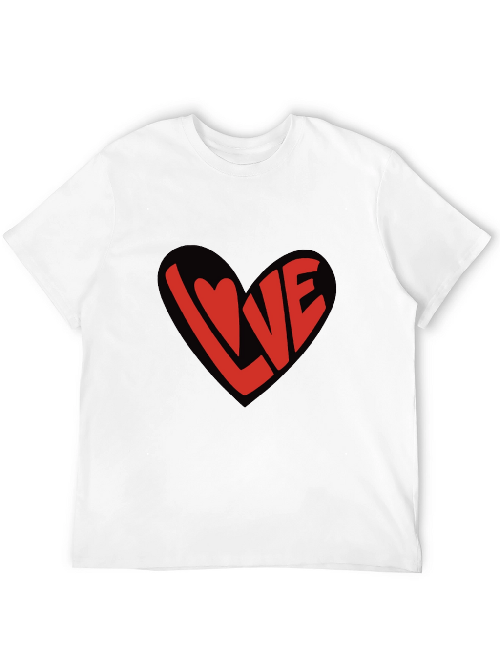 Love Heart Graphic Black T-Shirt