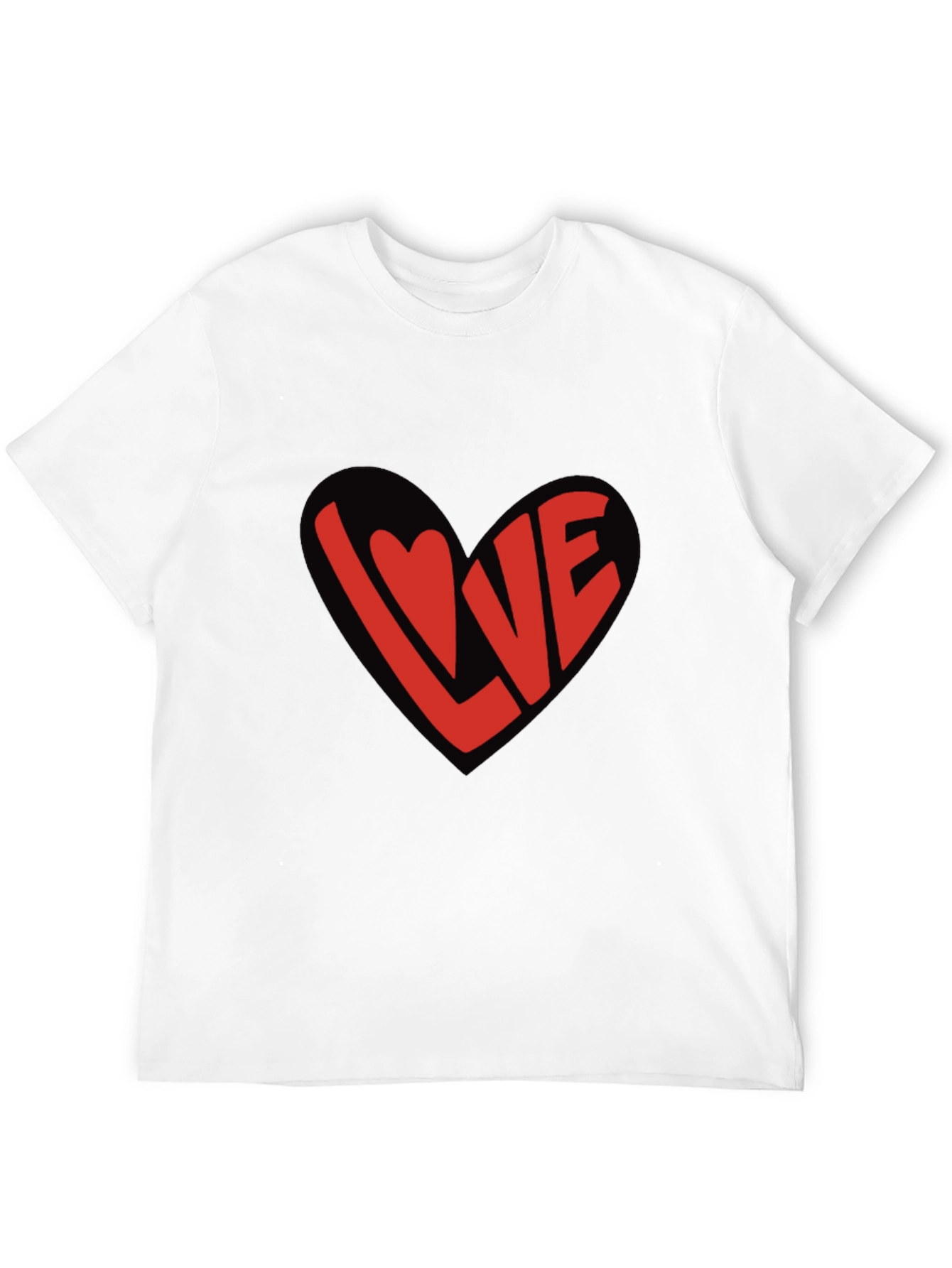 Love Heart Graphic Black T-Shirt