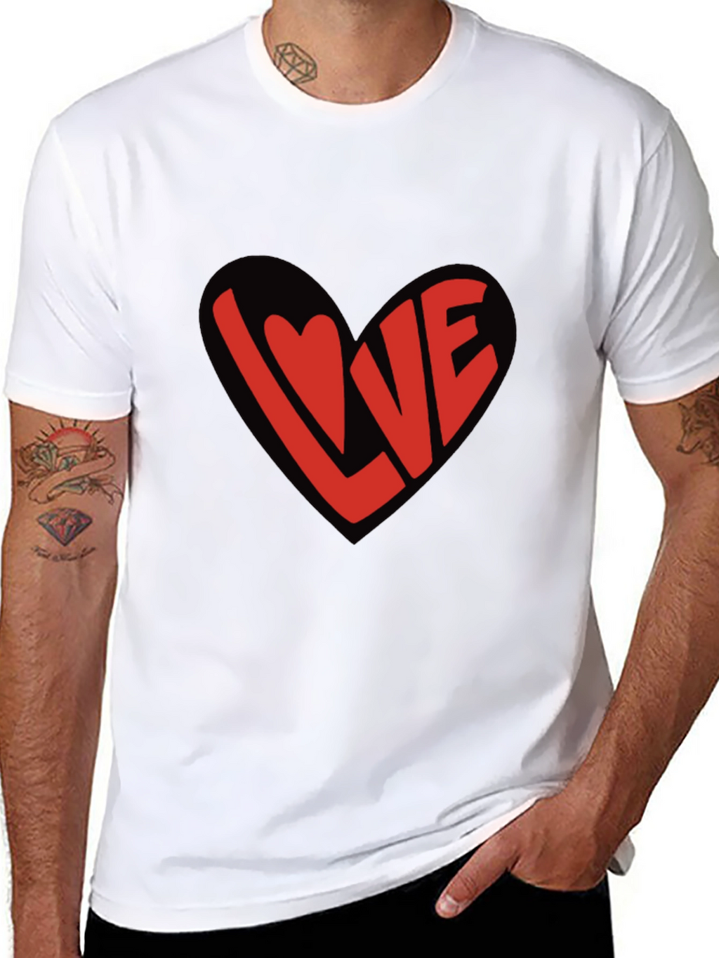 Love Heart Graphic Black T-Shirt