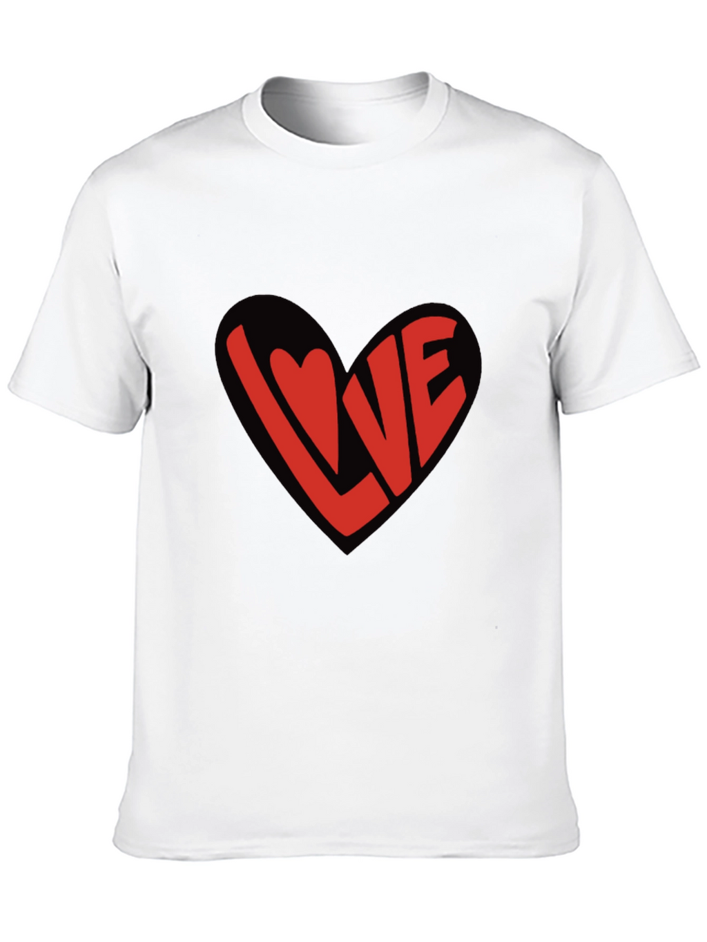 Love Heart Graphic Black T-Shirt