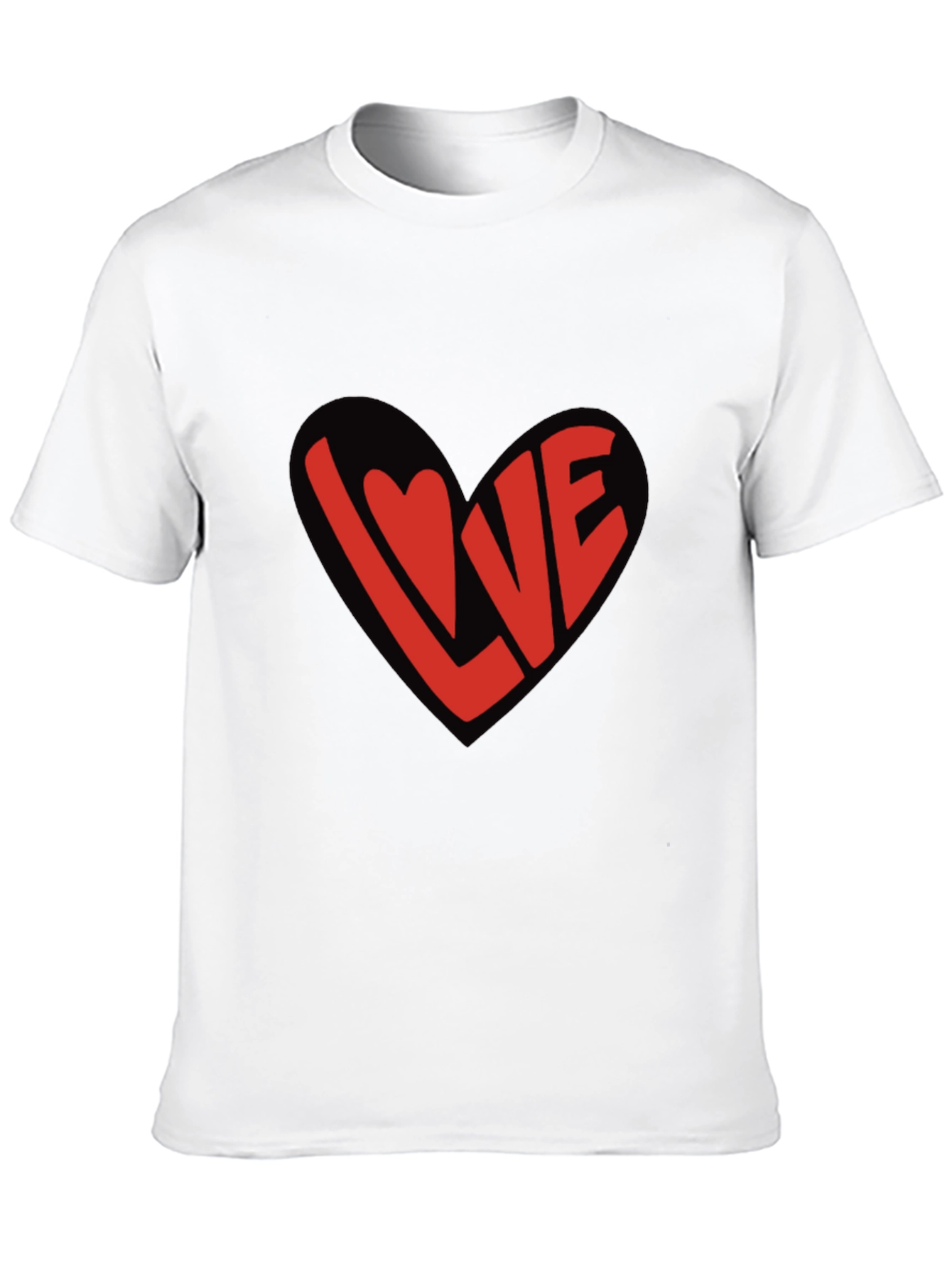 Love Heart Graphic Black T-Shirt