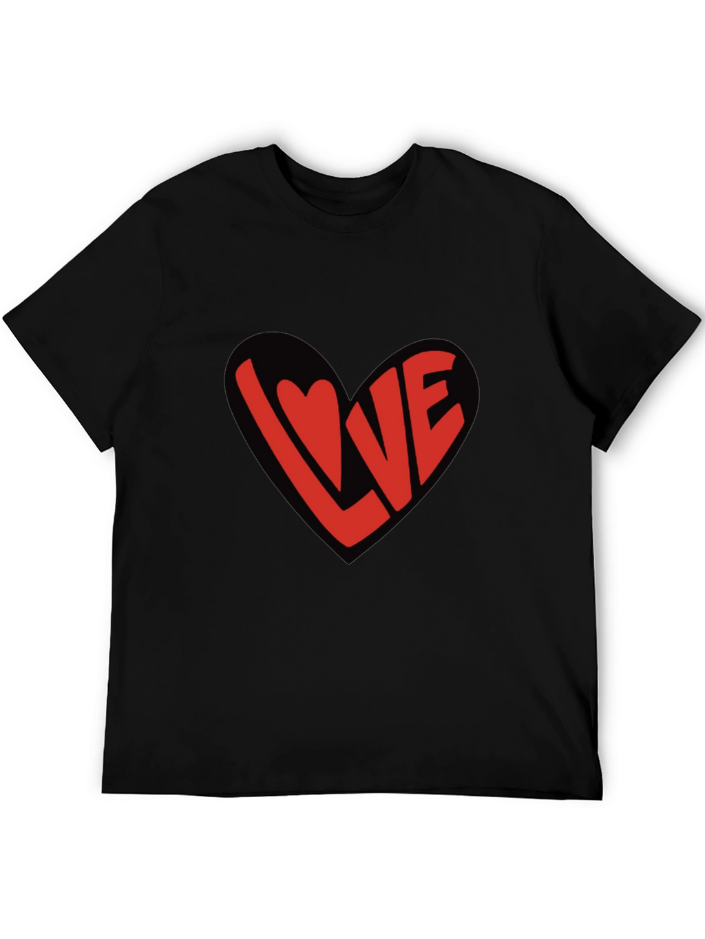 Love Heart Graphic Black T-Shirt