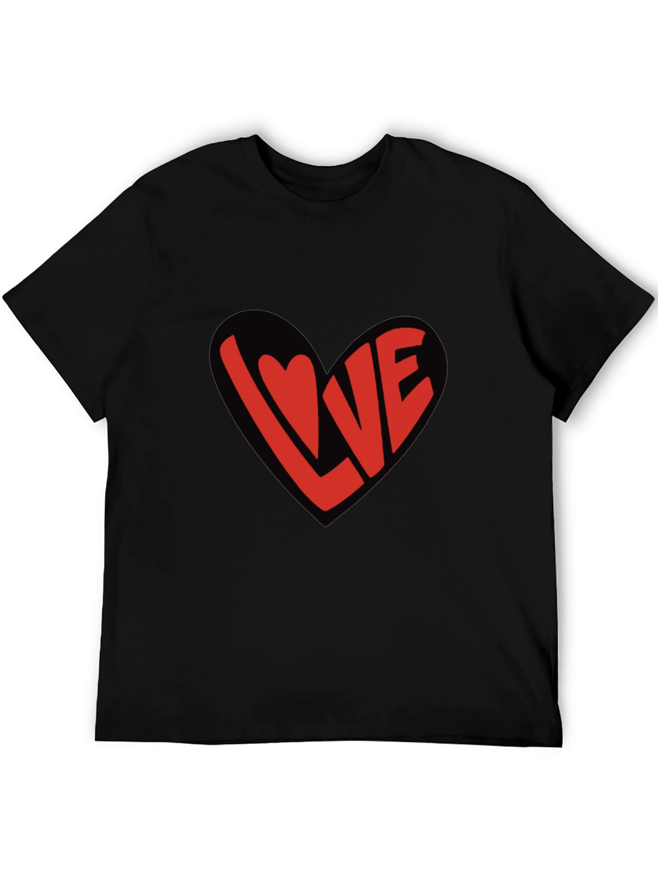 Love Heart Graphic Black T-Shirt