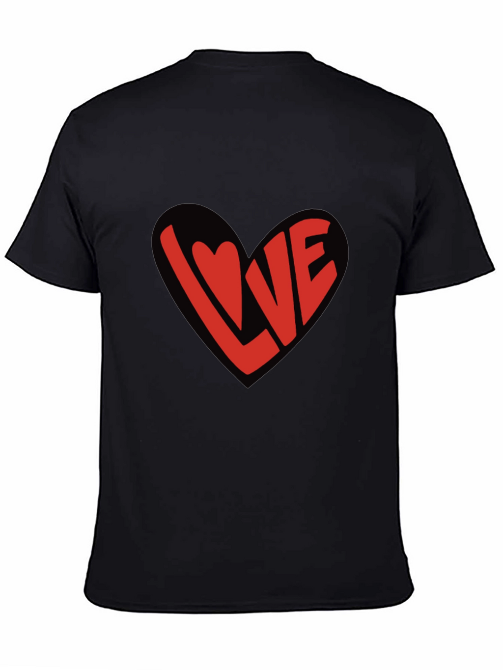 Love Heart Graphic Black T-Shirt