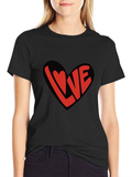 Love Heart Graphic Black T-Shirt