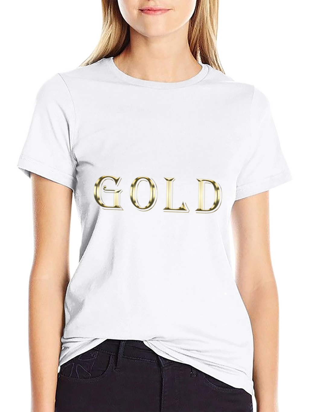 Gold Text Black T-Shirt