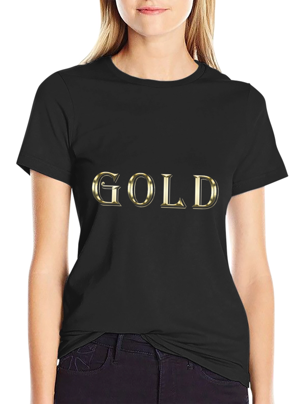 Gold Text Black T-Shirt