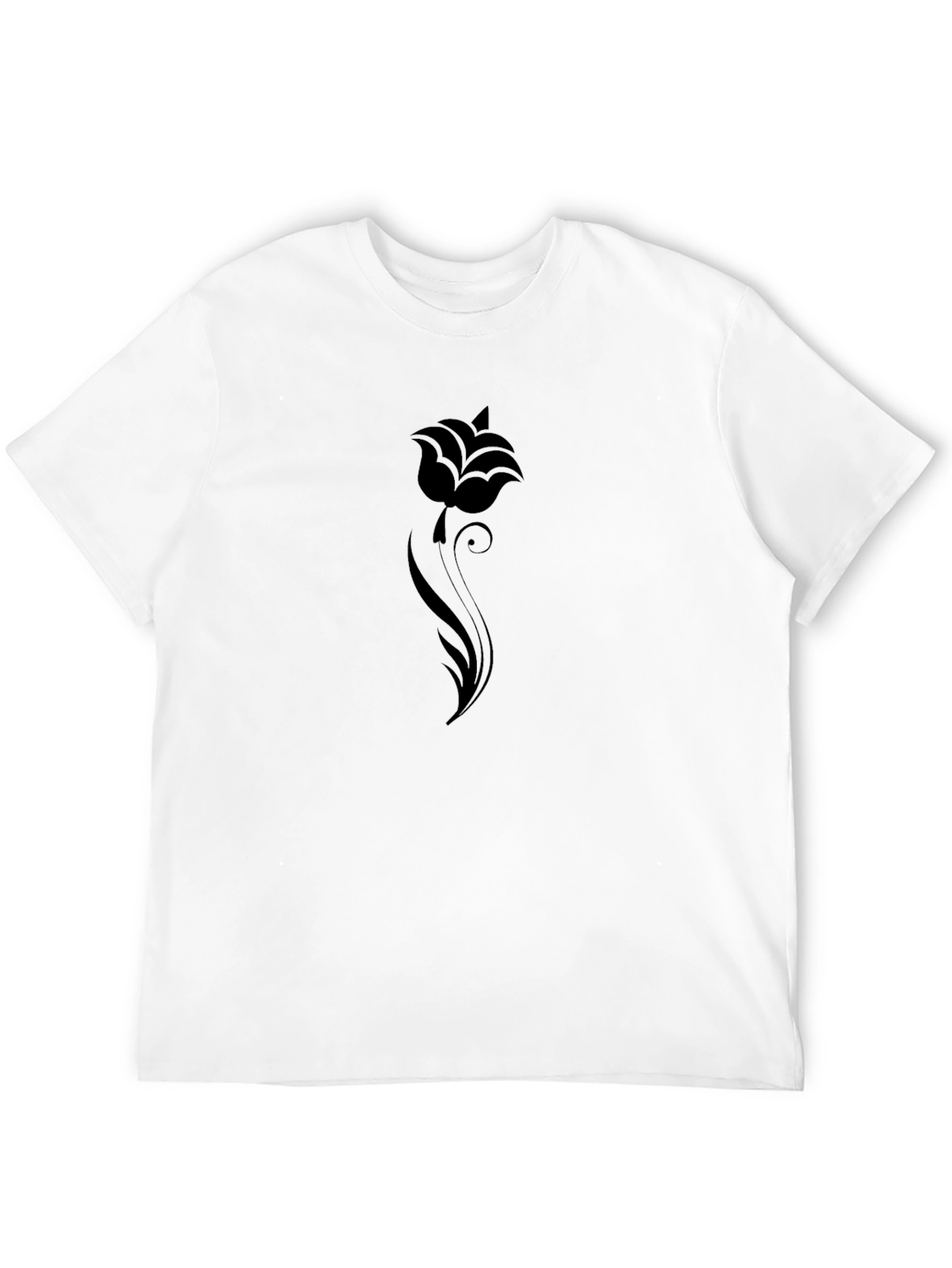 Black Floral Print Graphic Tee - Casual Style