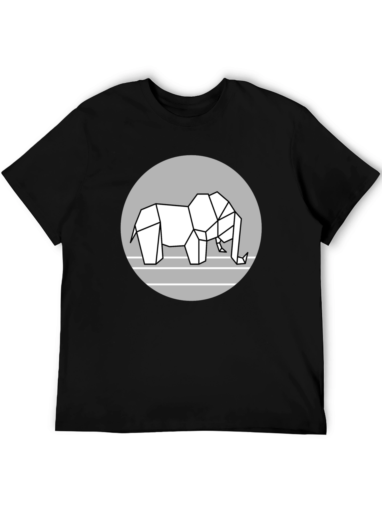 Geometric Elephant Graphic Tee - Modern Black T-Shirt