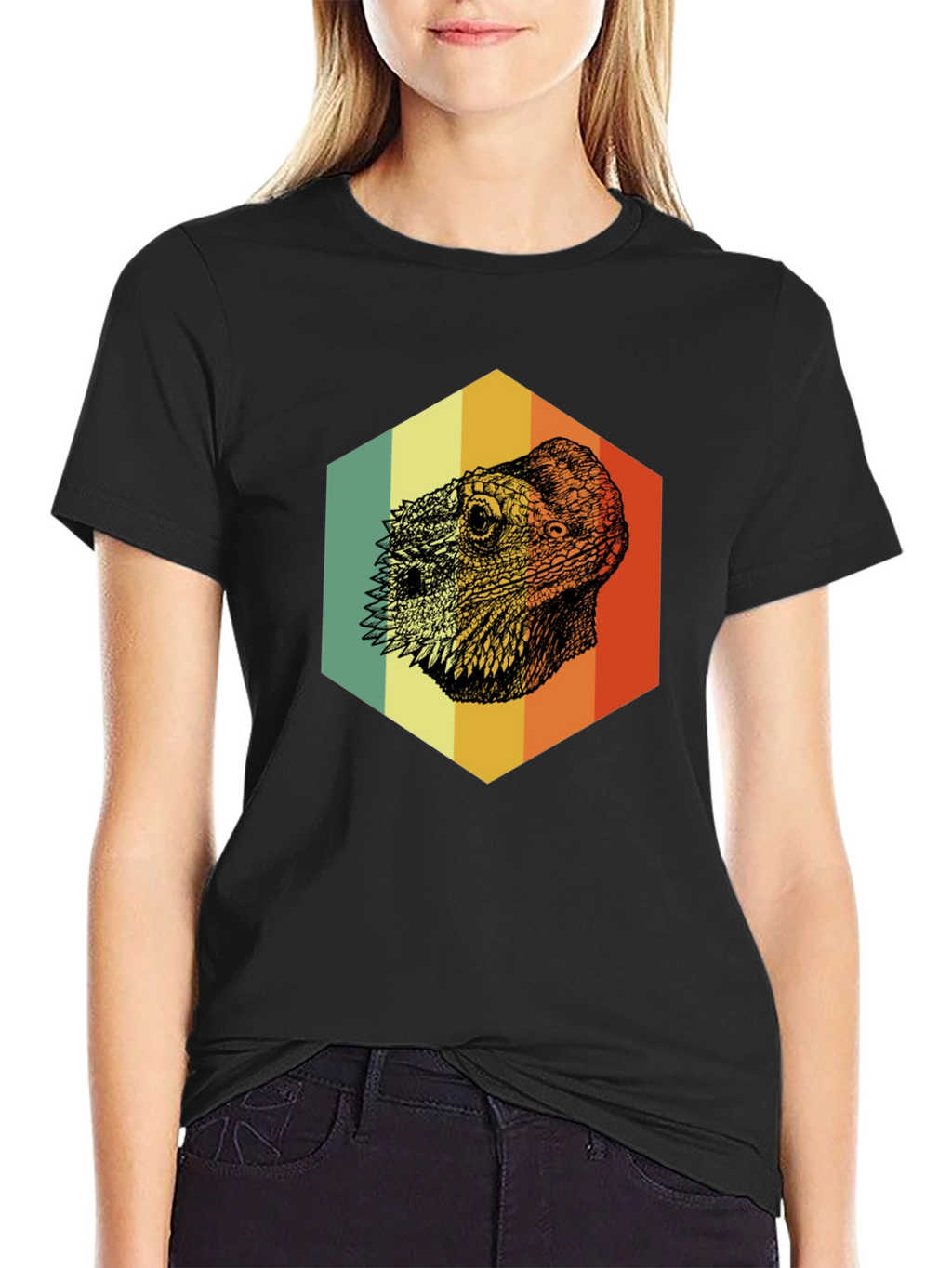 Bearded Dragon Hexagon T-Shirt - Cool Reptile Graphic Tee