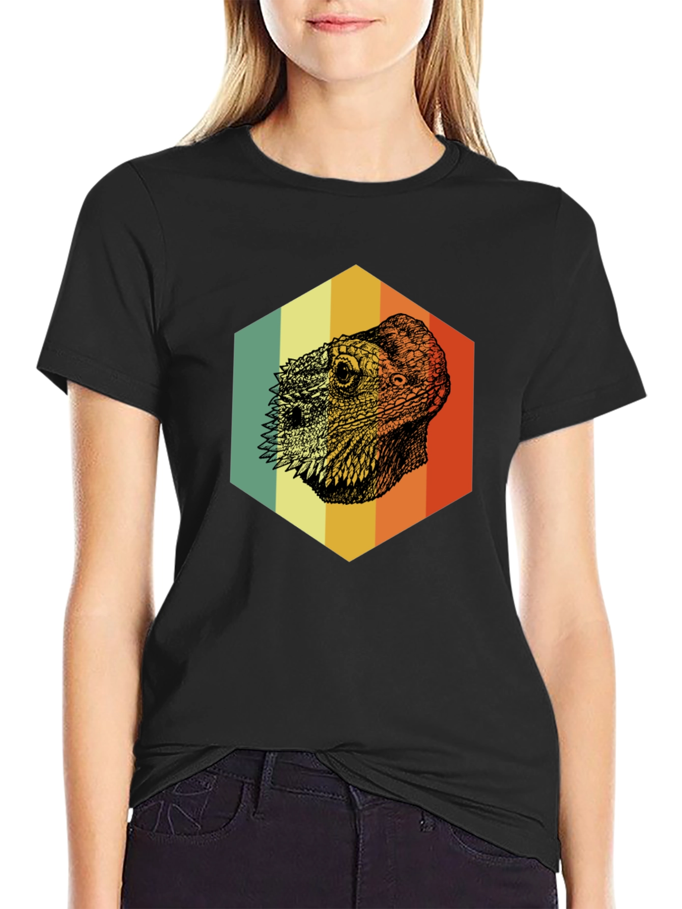 Bearded Dragon Hexagon T-Shirt - Cool Reptile Graphic Tee