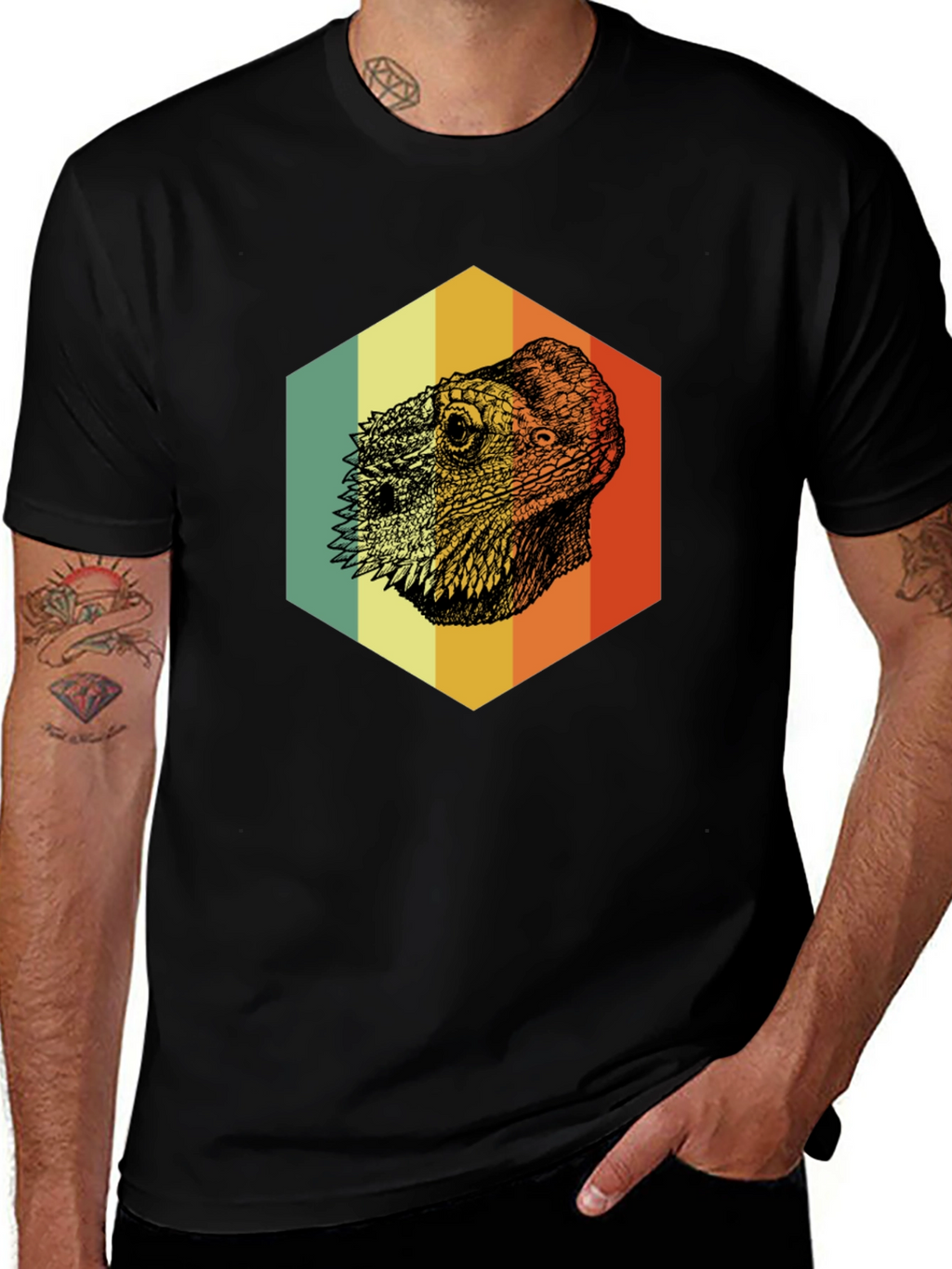 Bearded Dragon Hexagon T-Shirt - Cool Reptile Graphic Tee
