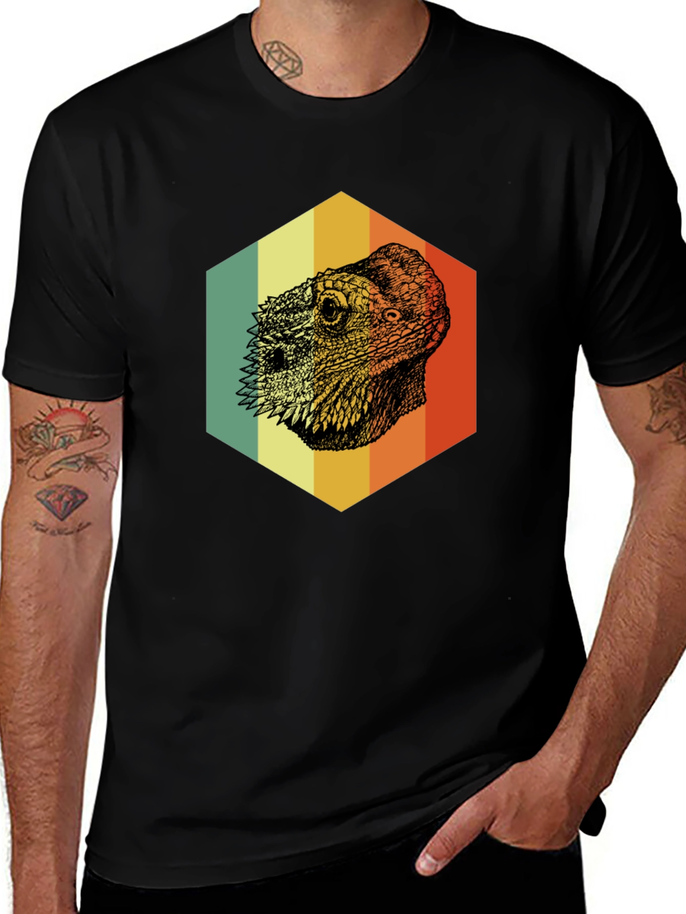 Bearded Dragon Hexagon T-Shirt - Cool Reptile Graphic Tee