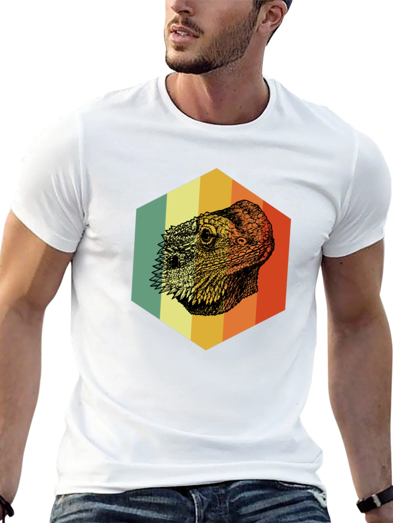 Bearded Dragon Hexagon T-Shirt - Cool Reptile Graphic Tee