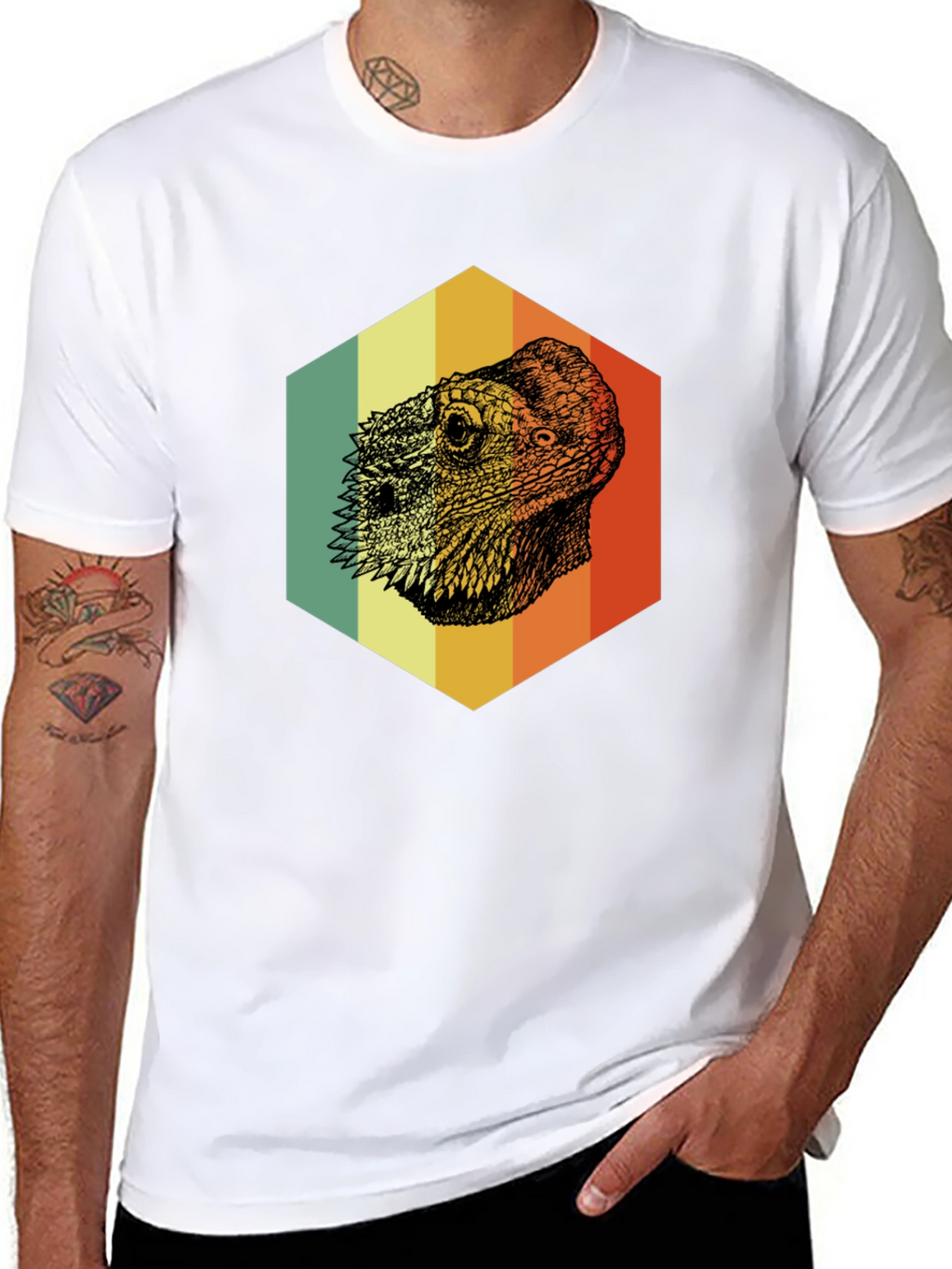 Bearded Dragon Hexagon T-Shirt - Cool Reptile Graphic Tee