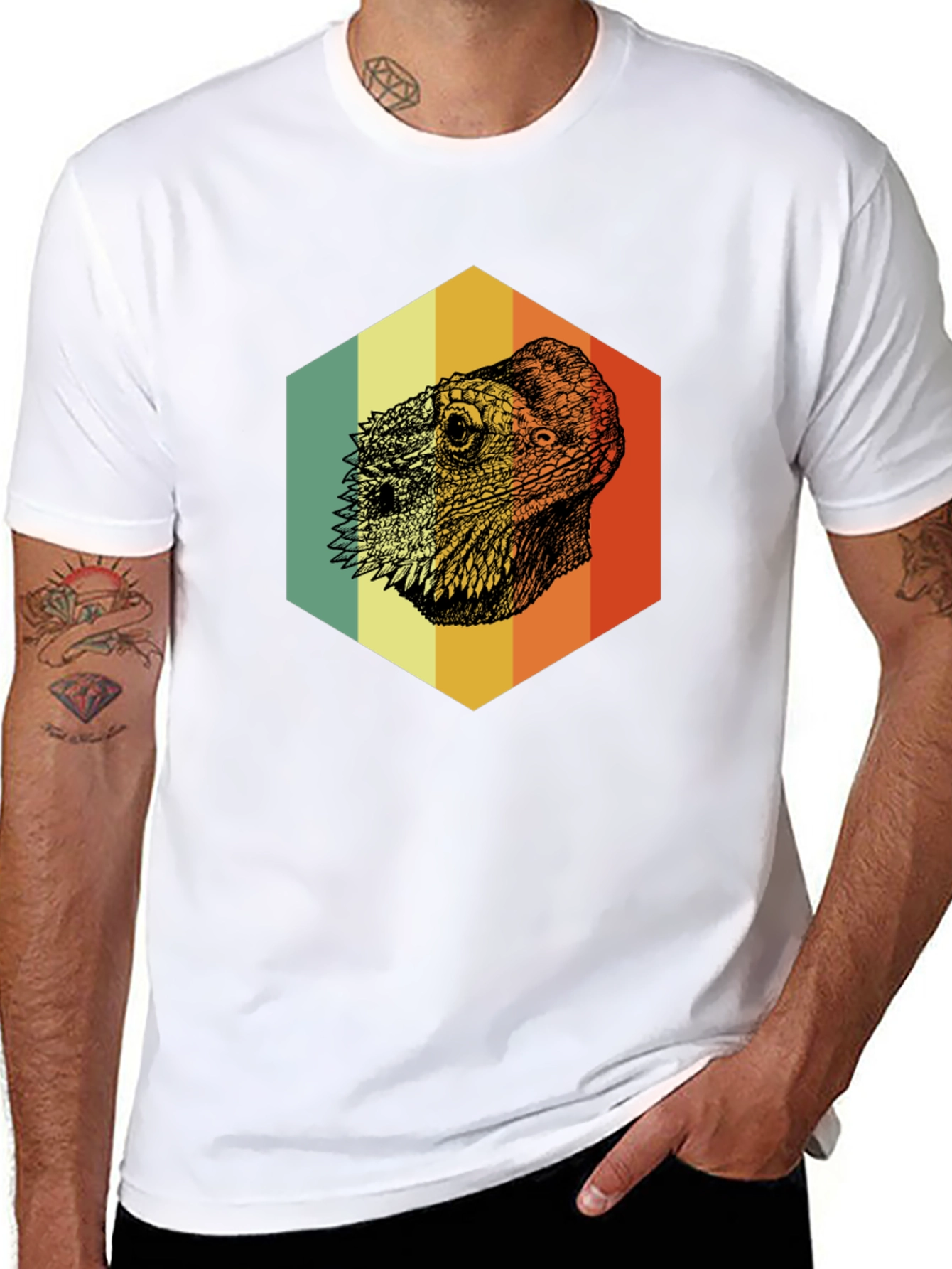 Bearded Dragon Hexagon T-Shirt - Cool Reptile Graphic Tee