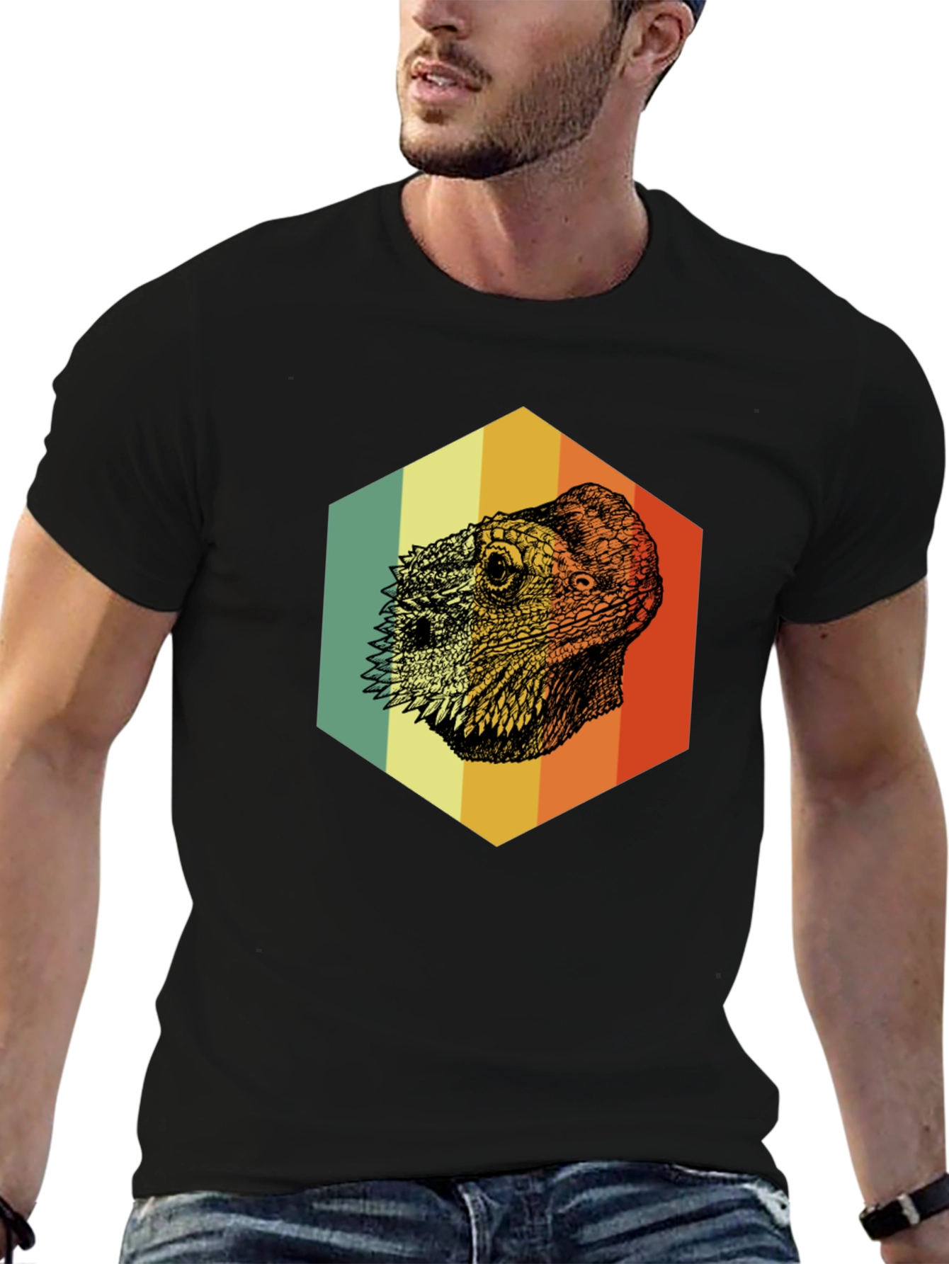 Bearded Dragon Hexagon T-Shirt - Cool Reptile Graphic Tee