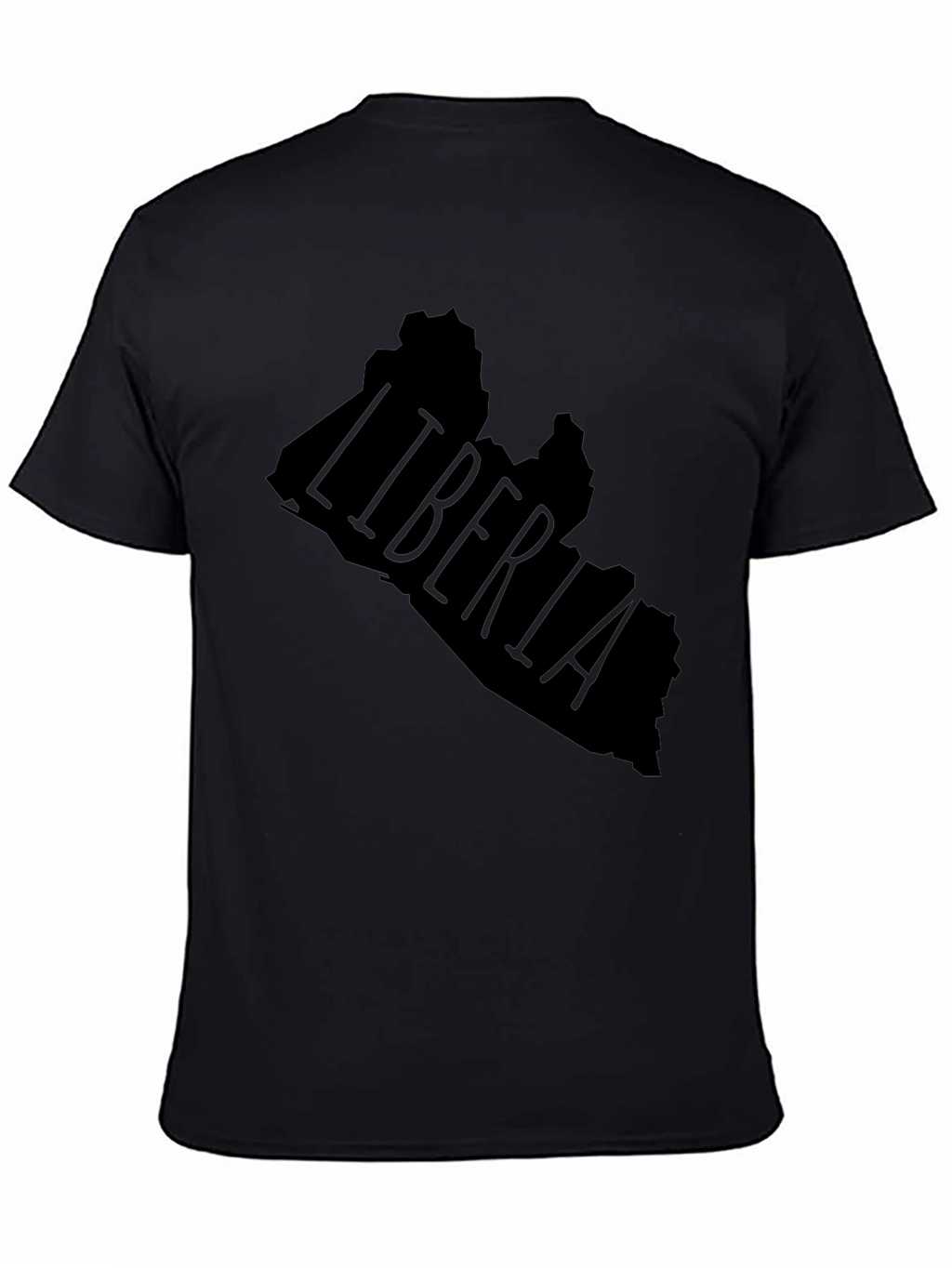Liberia Map Graphic T-Shirt - Black Crew Neck Tee