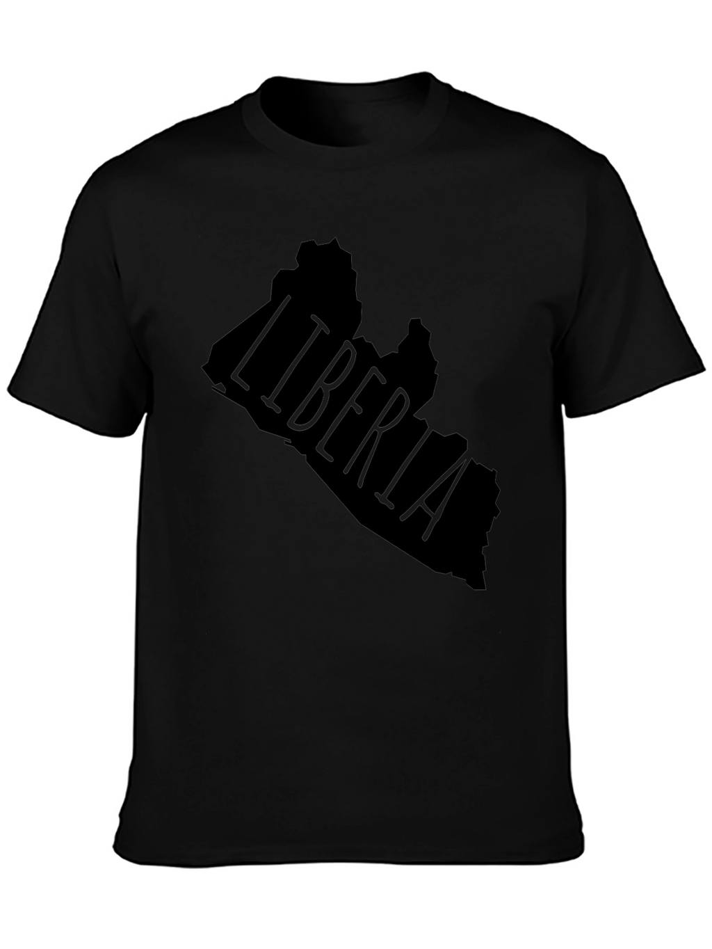 Liberia Map Graphic T-Shirt - Black Crew Neck Tee