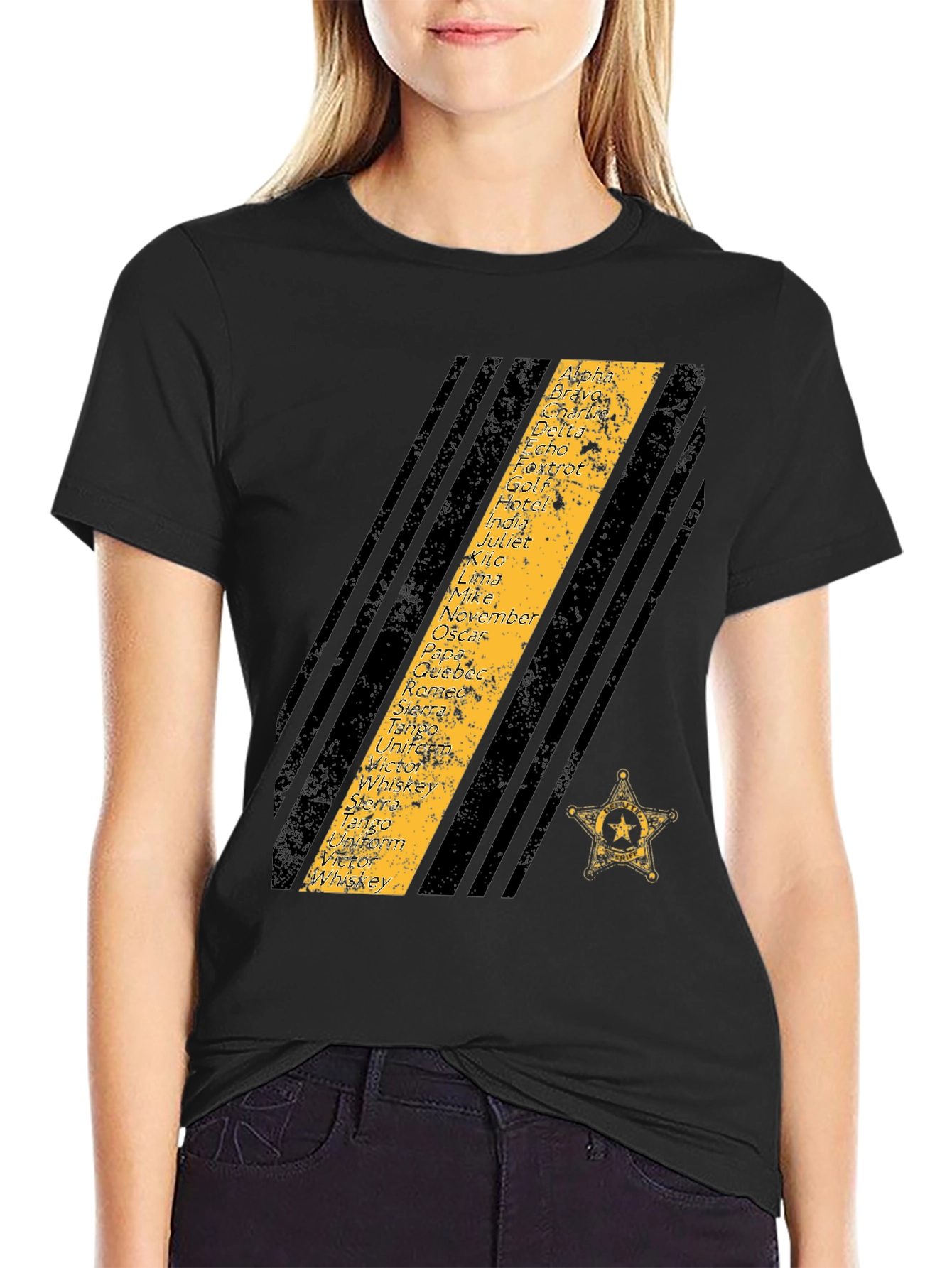 Phonetic Alphabet Sheriff Star T-Shirt