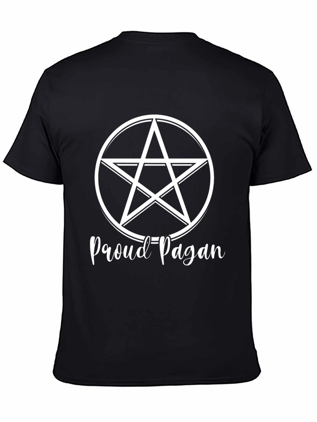 Proud Pagan Black T-Shirt - Wiccan Star Design
